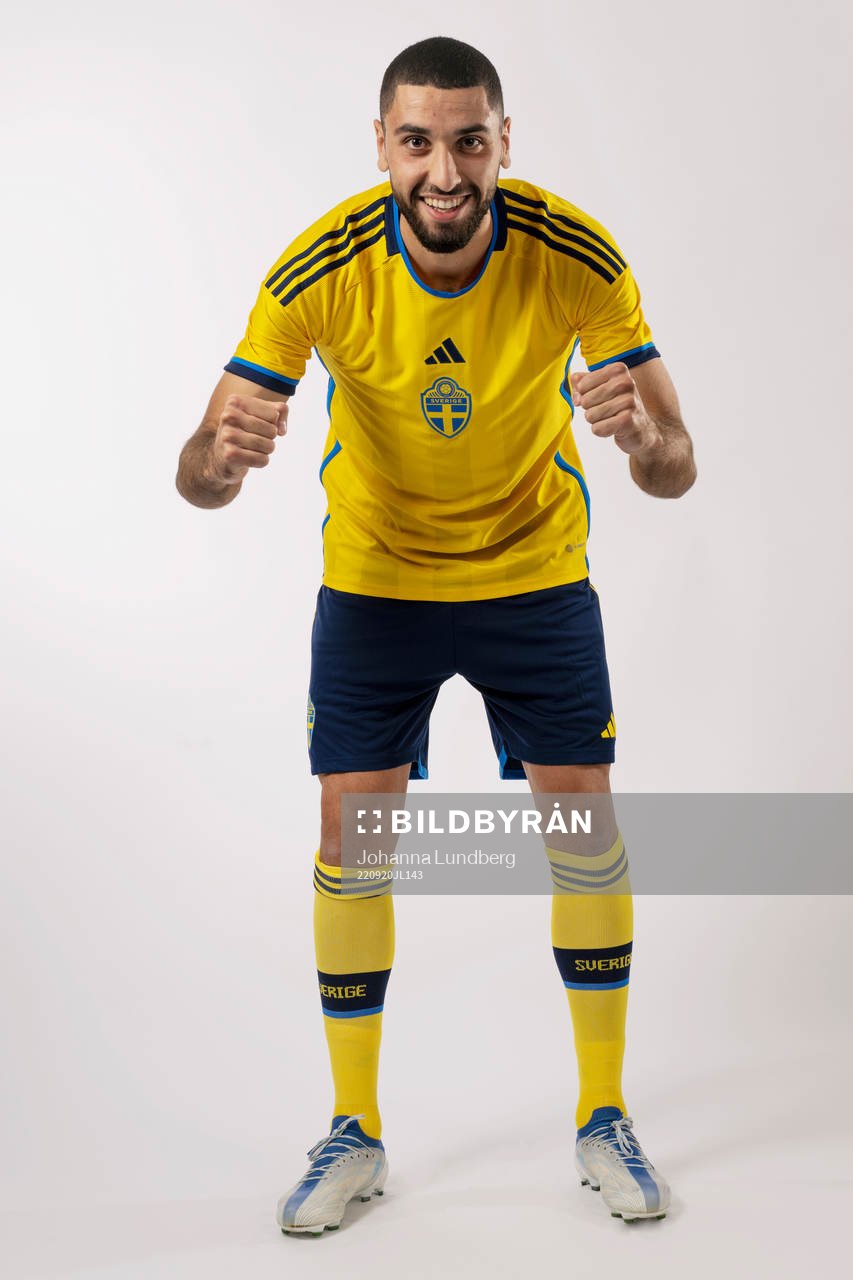 Aiham Ousou of the Swedish national football team poses for