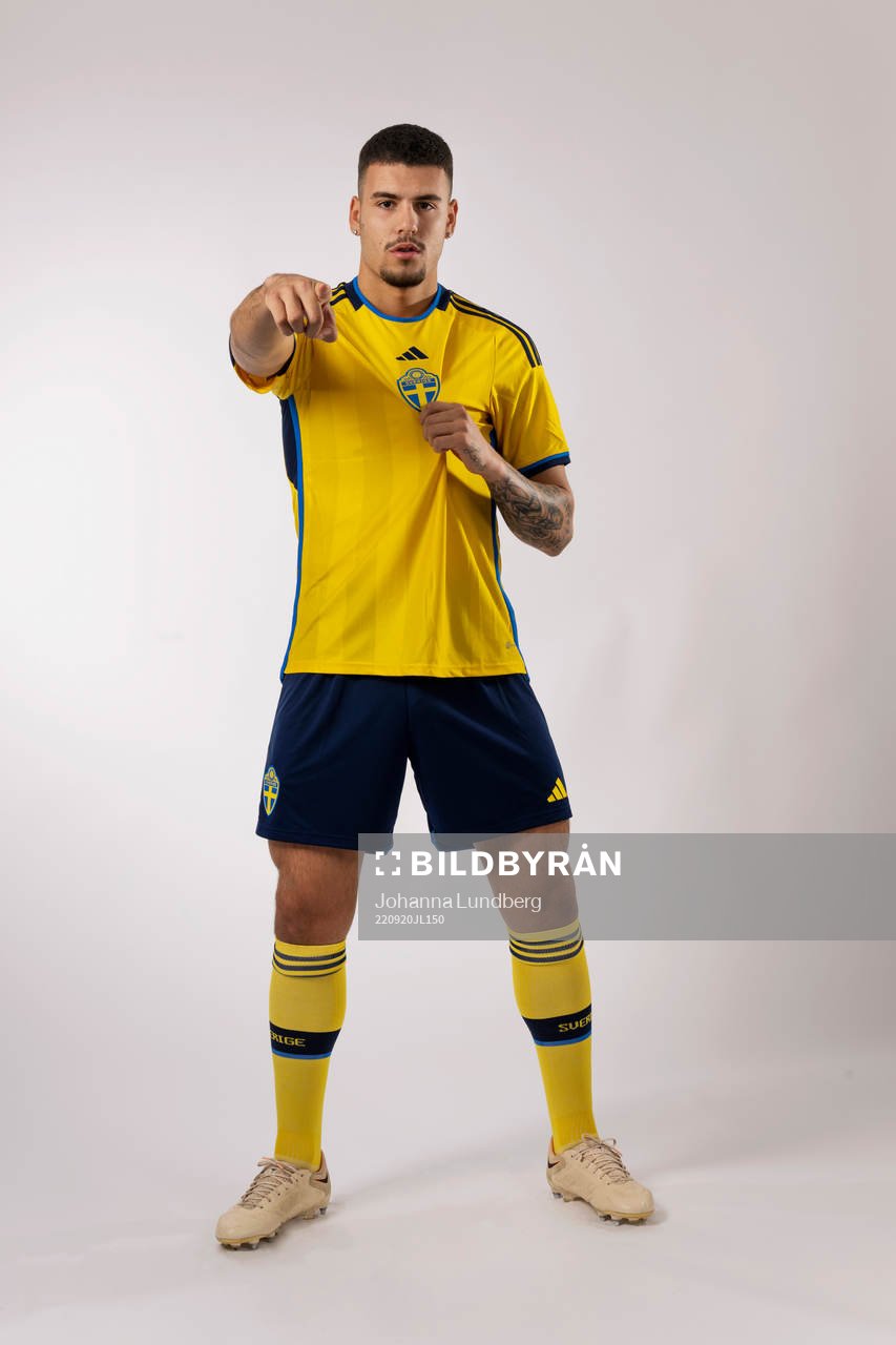 Edvin Kurtulus of the Swedish national football team poses for a portrait on September 20, 2022 in Stockholm. Editors note: The picture has been retouched.