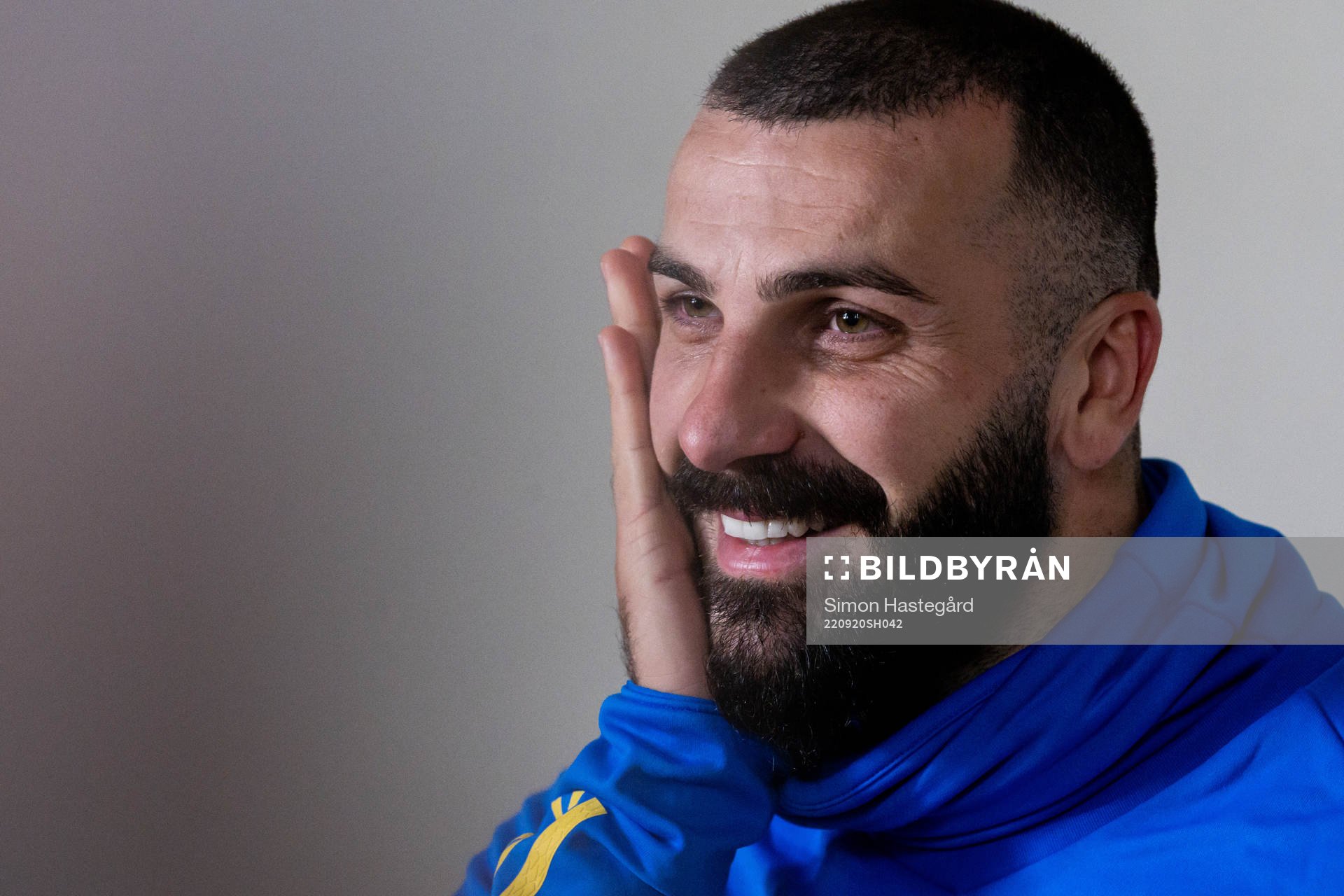 Mikael Ishak in the mixed zone after a training session with the Swedish national football team on September 20, 2022 in Stockholm. 