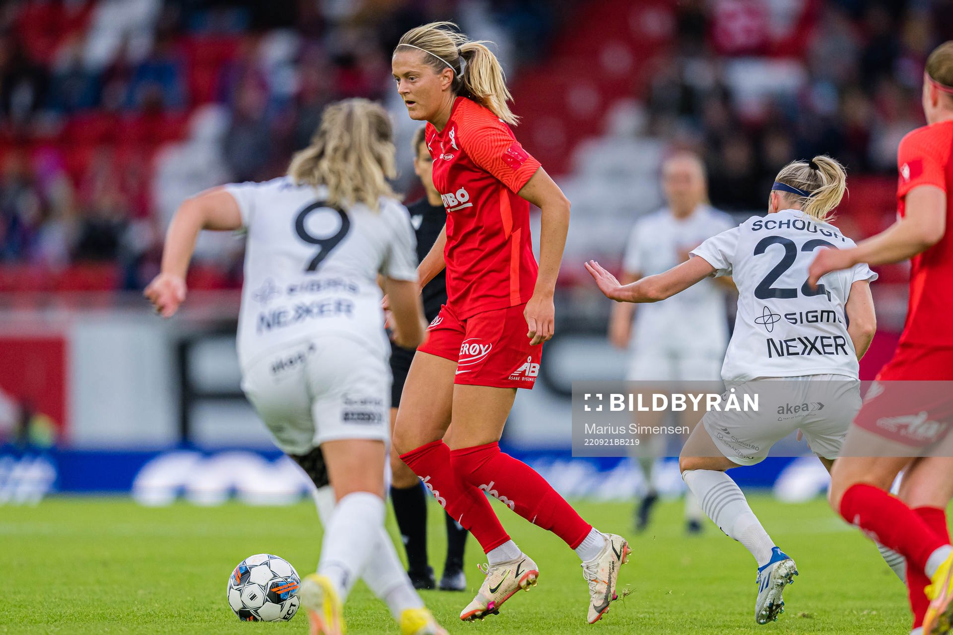 Maria Dybwad Brochmann of Brann during the women’s UEFA Champions League Qualifier football match between Brann and Rosengård on September 21, 2022 in Bergen.