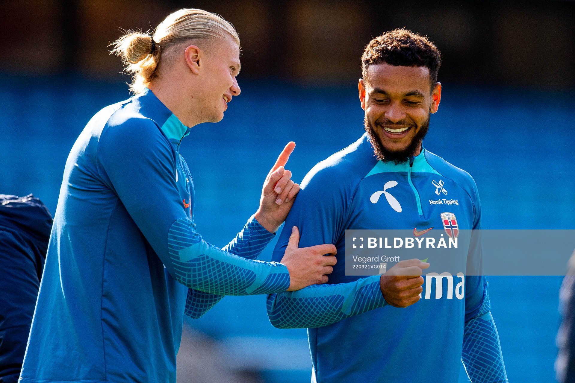 Erling Braut Haaland and Joshua King of the Norwegian