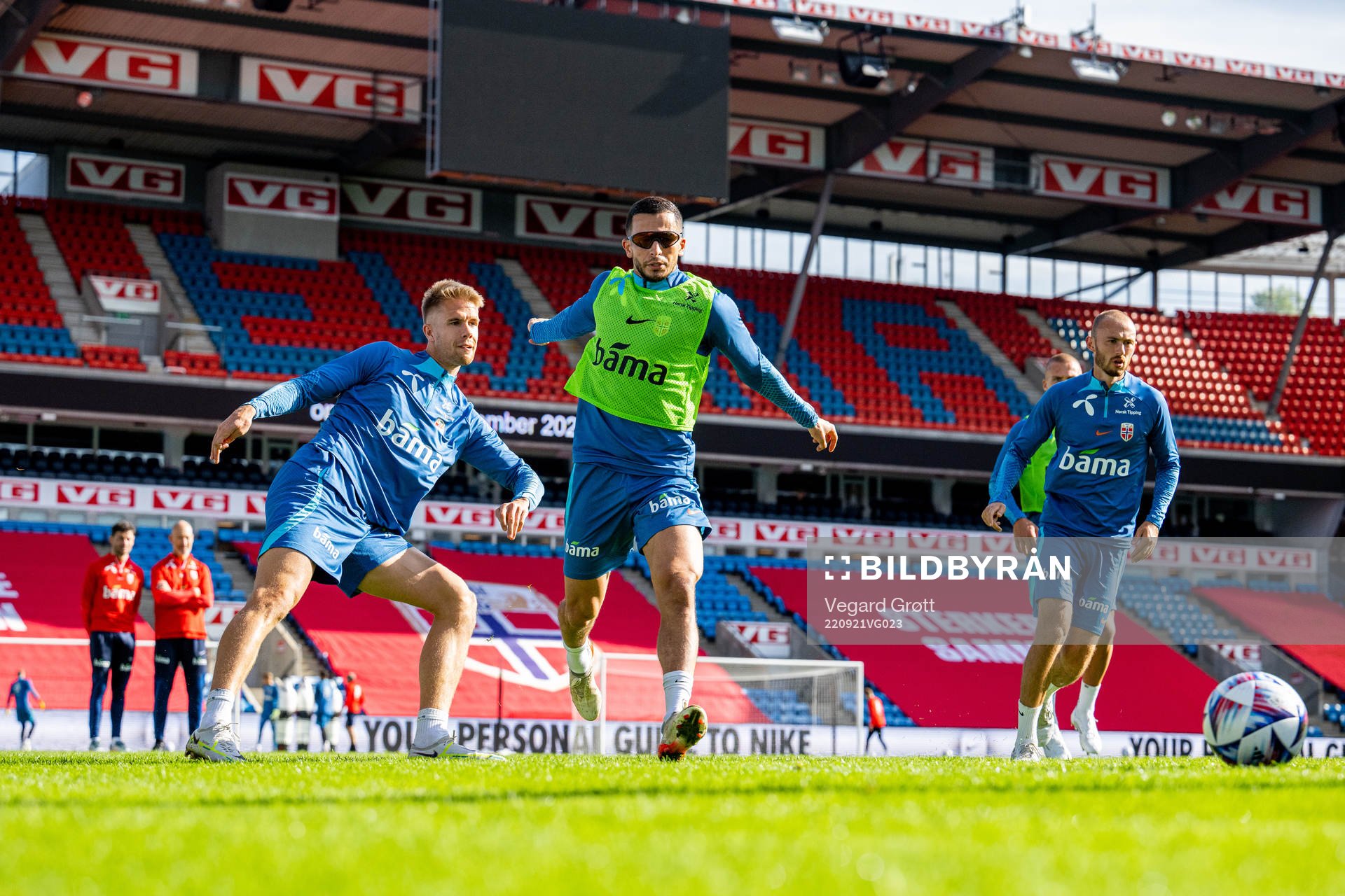 Kristoffer Ajer and Omar Elabdellaoui of the Norwegian