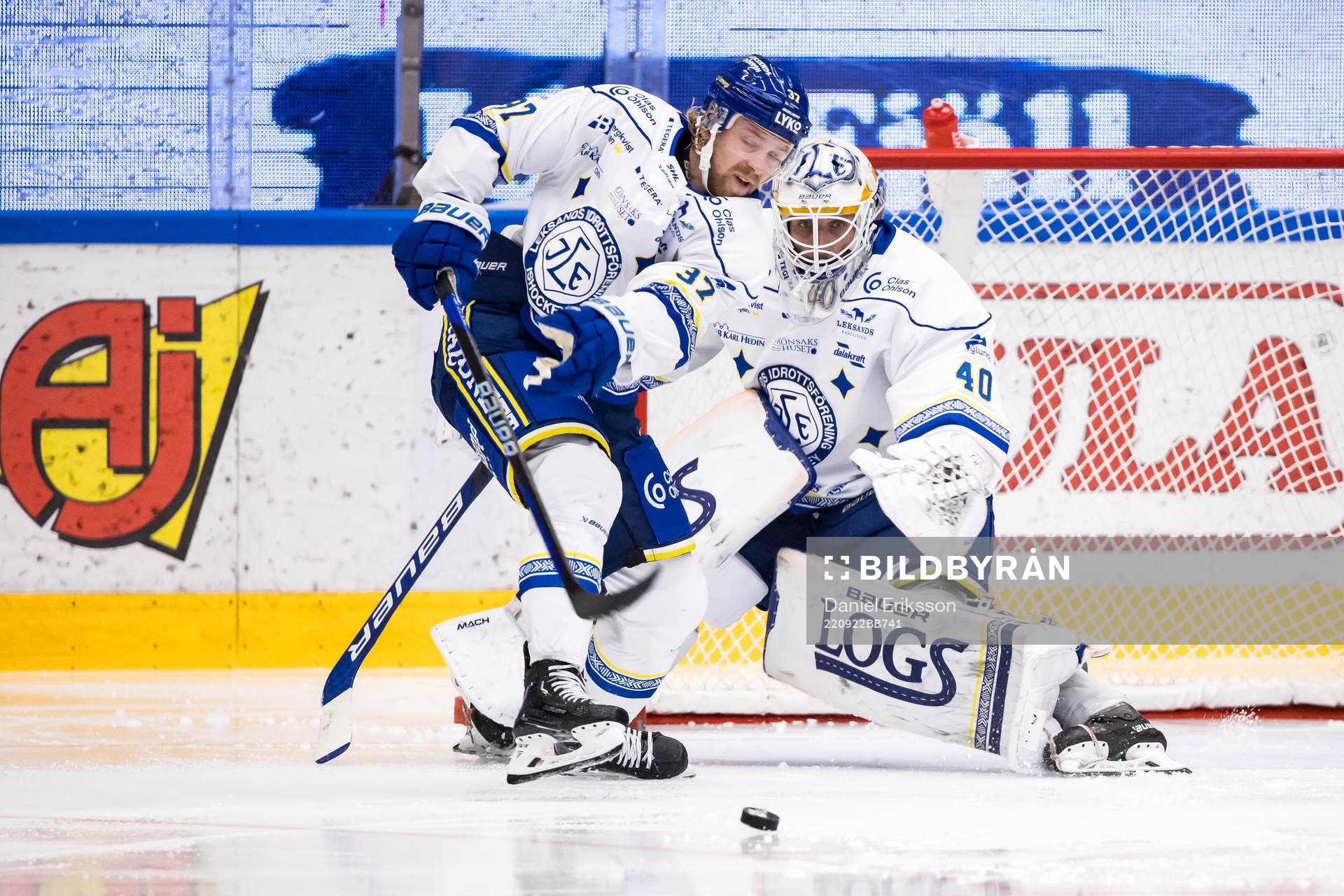 Leksands Anton Lindholm och målvakt Mantas Armalis