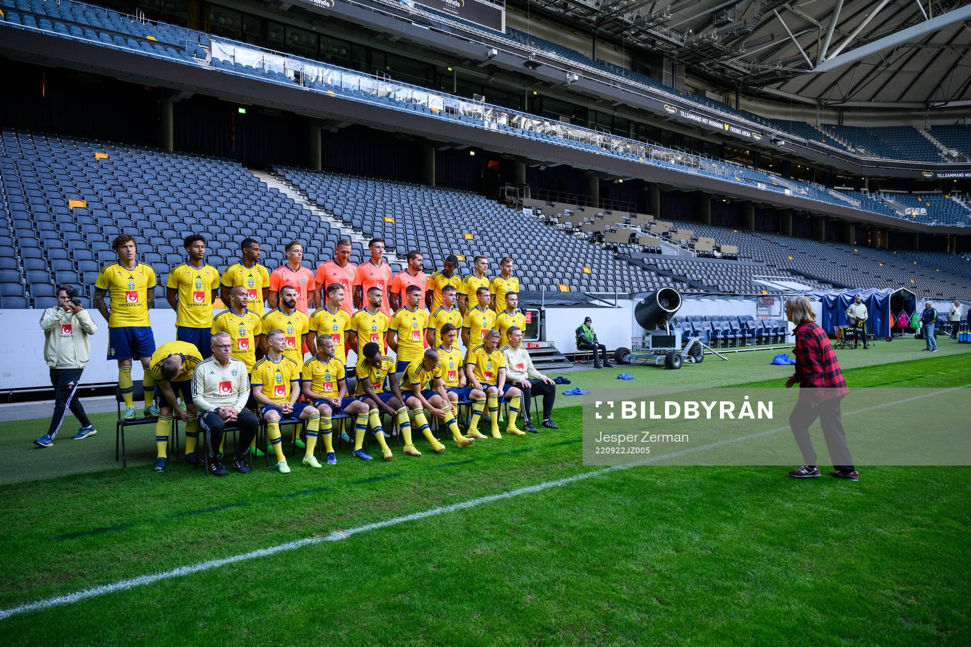 Players of the Swedish national football team during the official team photo on September 22, 2022 in Stockholm. 
