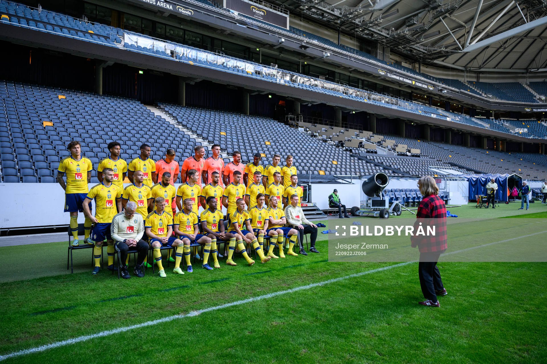 Players of the Swedish national football team during the official team photo on September 22, 2022 in Stockholm. 