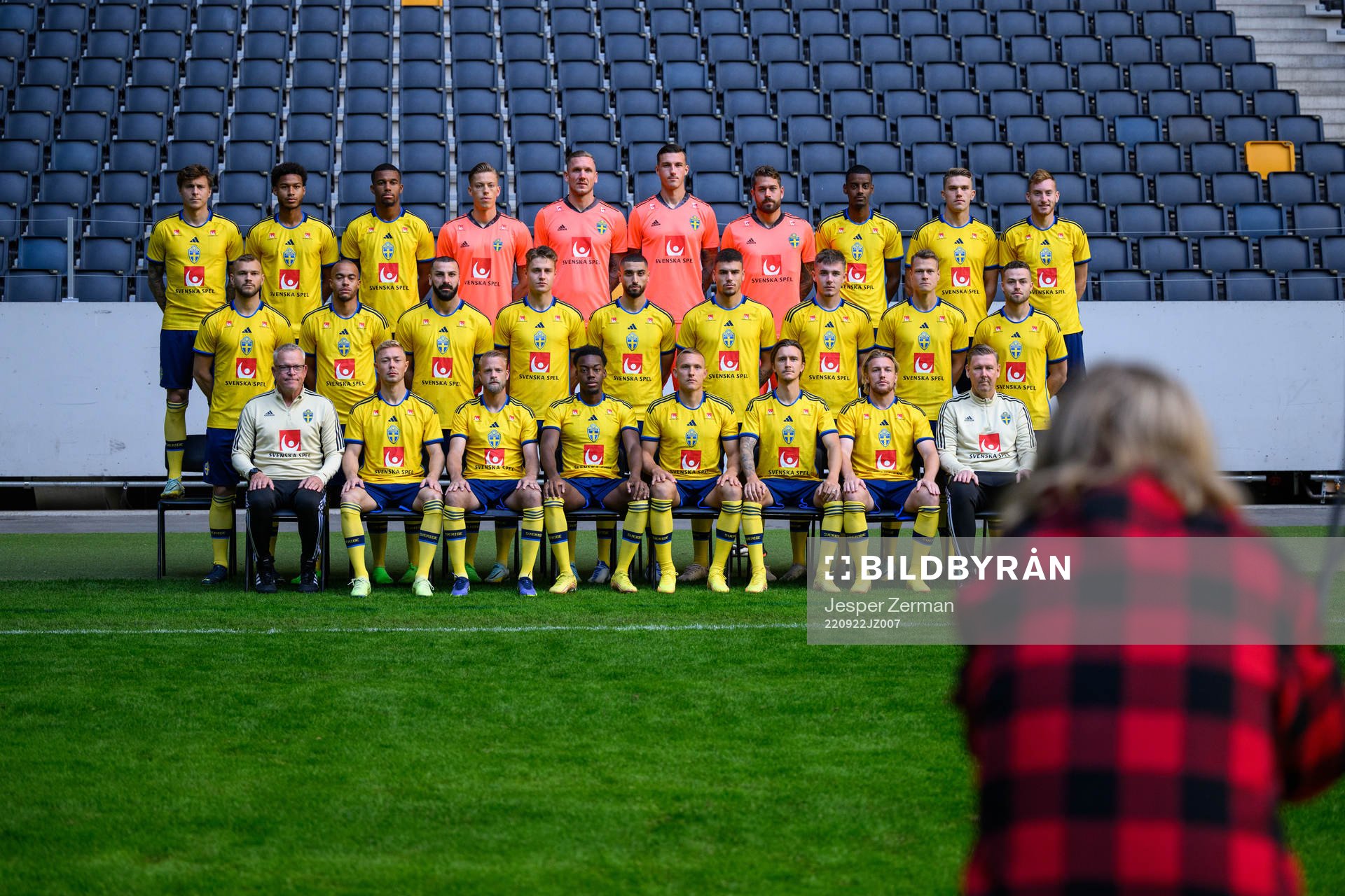 Players of the Swedish national football team during the official team photo on September 22, 2022 in Stockholm. 