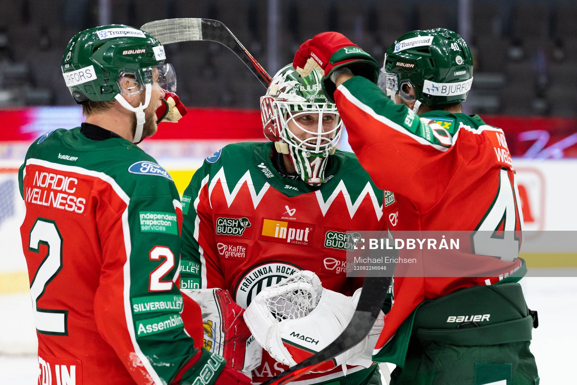 Frölundas Christian Folin, målvakt Lars Johansson och