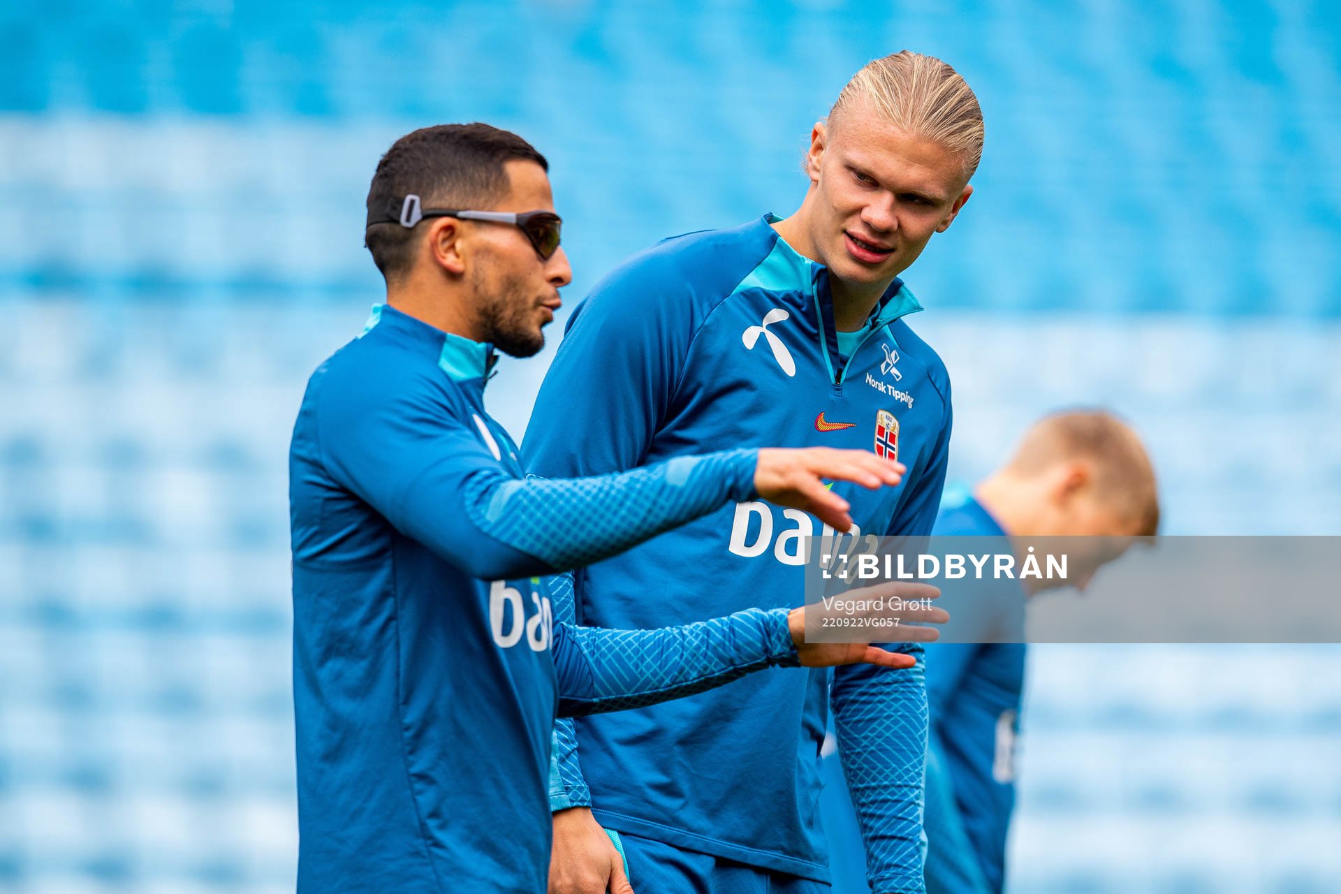 Omar Elabdellaoui and Erling Braut Haaland of the Norwegian