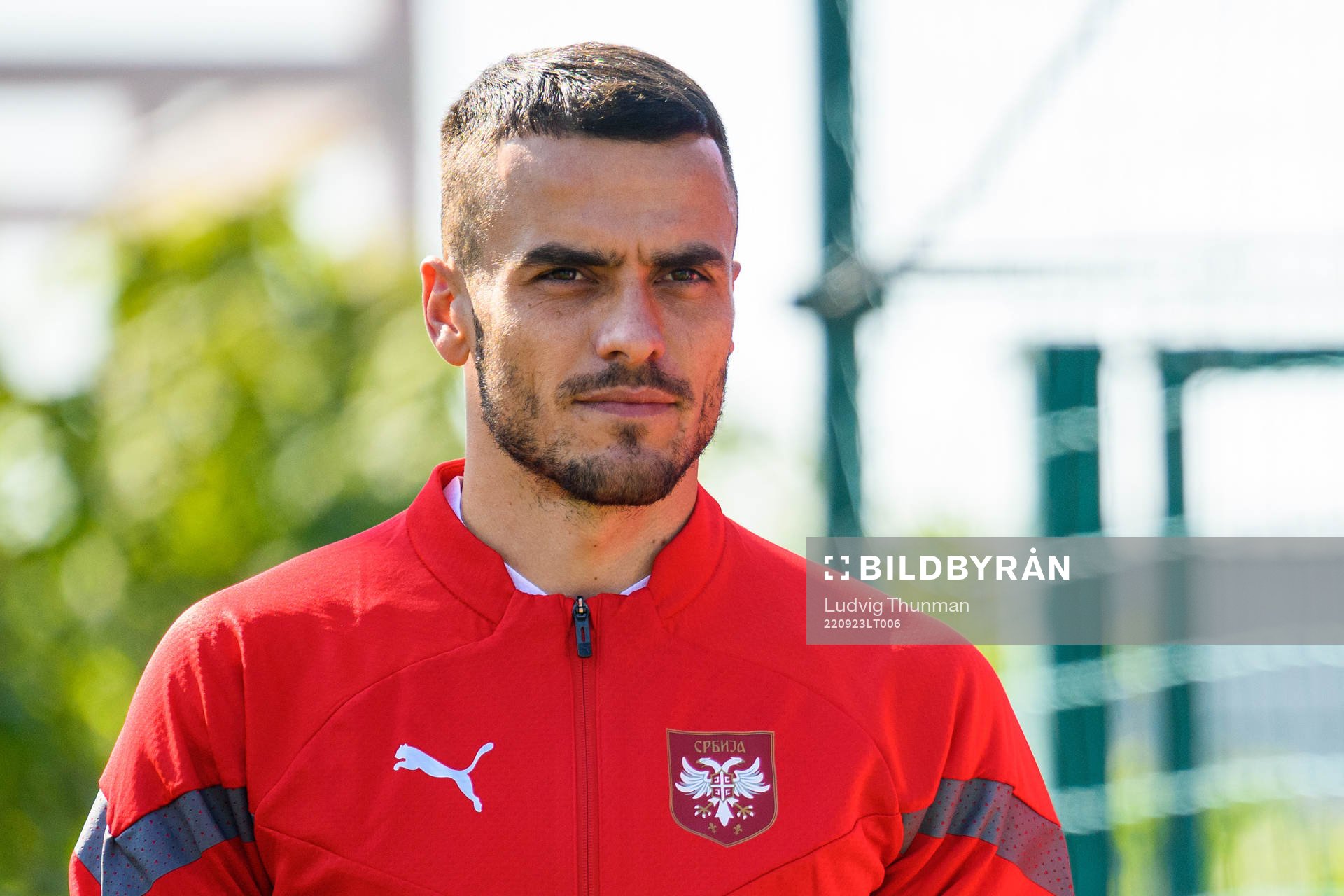 Filip Kostic ahead a training session with the Serbian