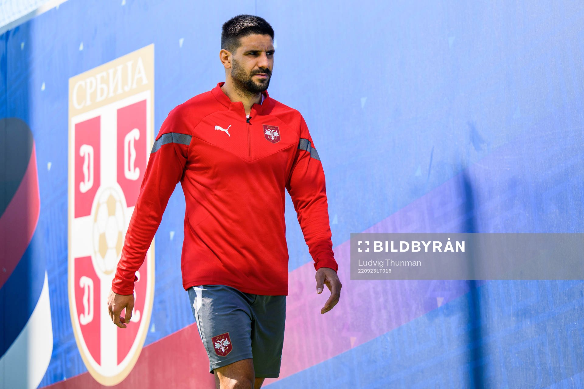 Stefan Mitrovic ahead of a training session with the Serbian national football team on September 23, 2022 in Belgrade. 