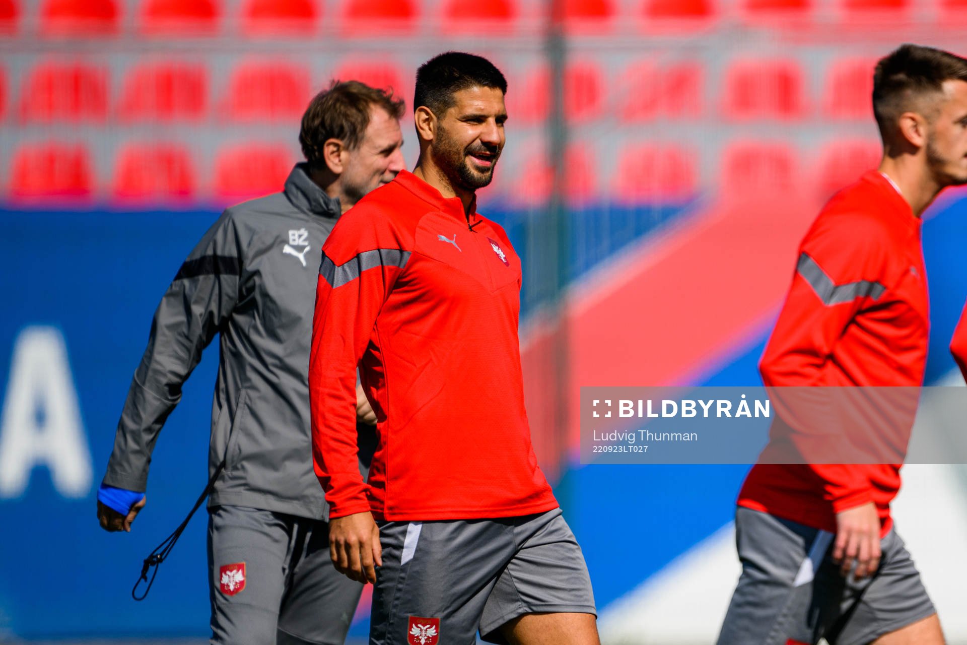 Stefan Mitrovic during a training session with the Serbian national football team on September 23, 2022 in Belgrade. 