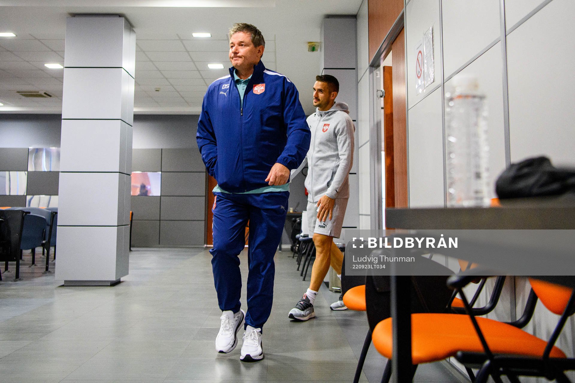 Head coach Dragan Stojkovic and Dusan Tadic arrives for a