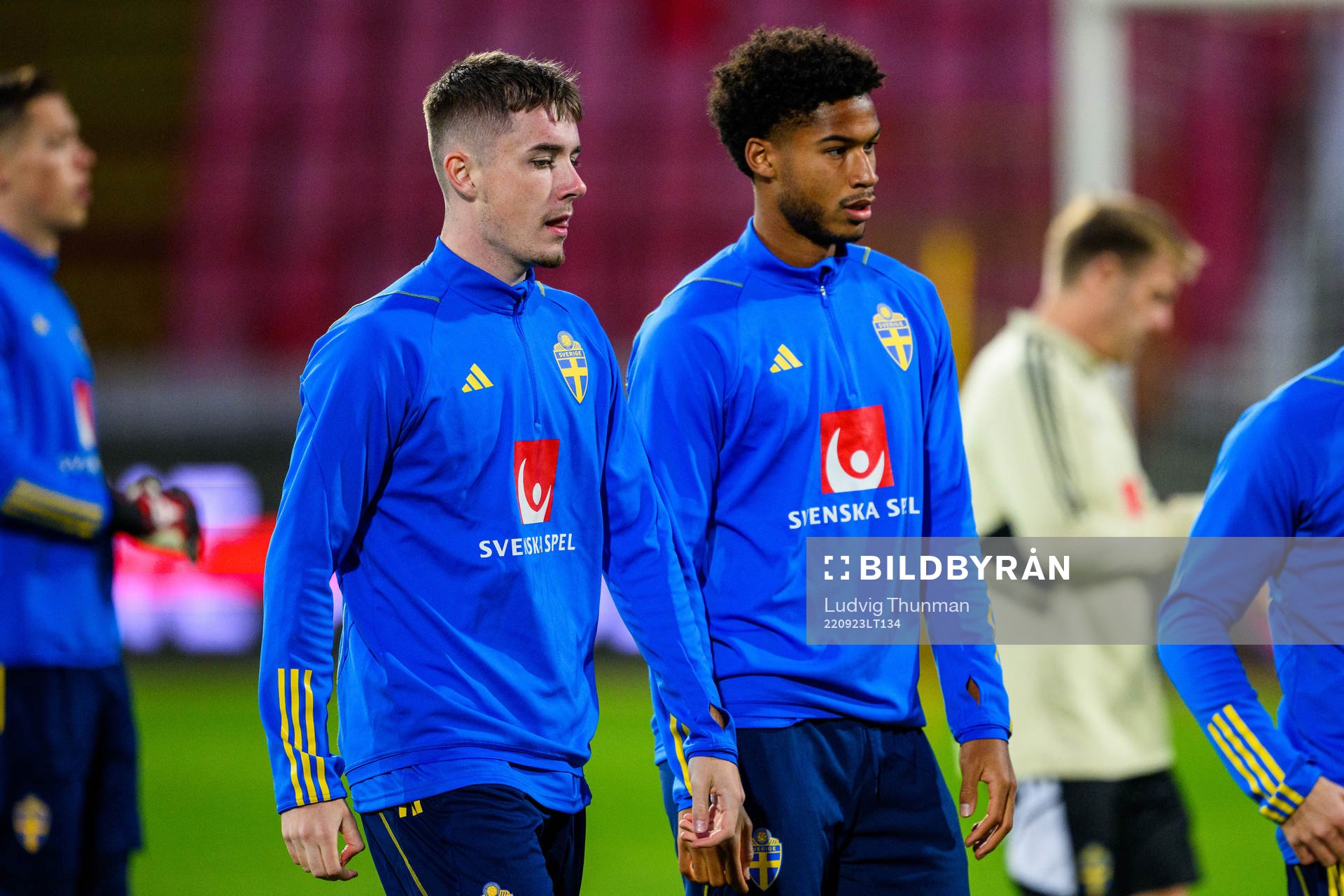 Patrik Wålemark and Jens Cajuste during a training session with the national football team of Sweden on September 23, 2022 in Belgrade. 