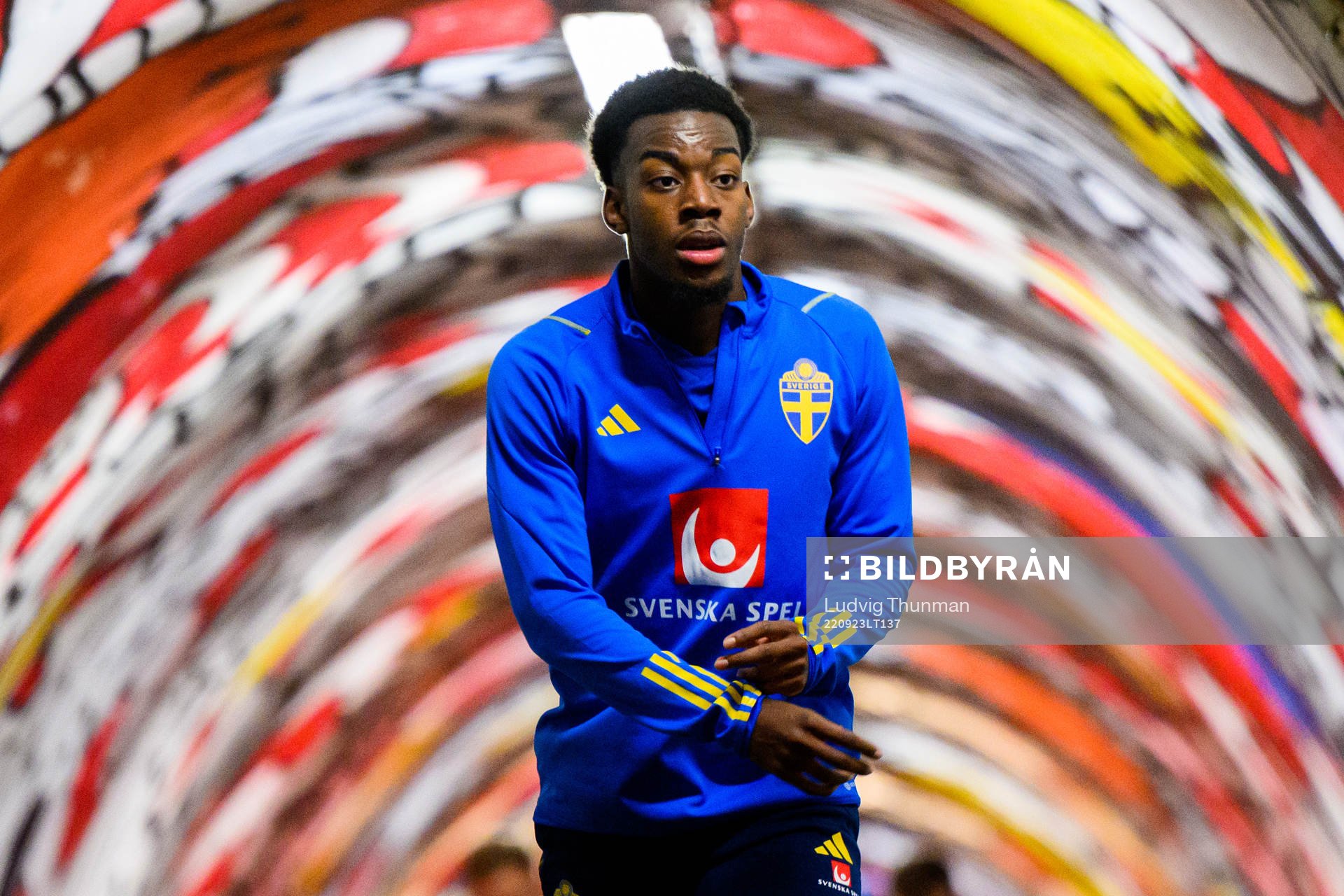 Anthony Elanga after a training session with the national football team of Sweden on September 23, 2022 in Belgrade. 
