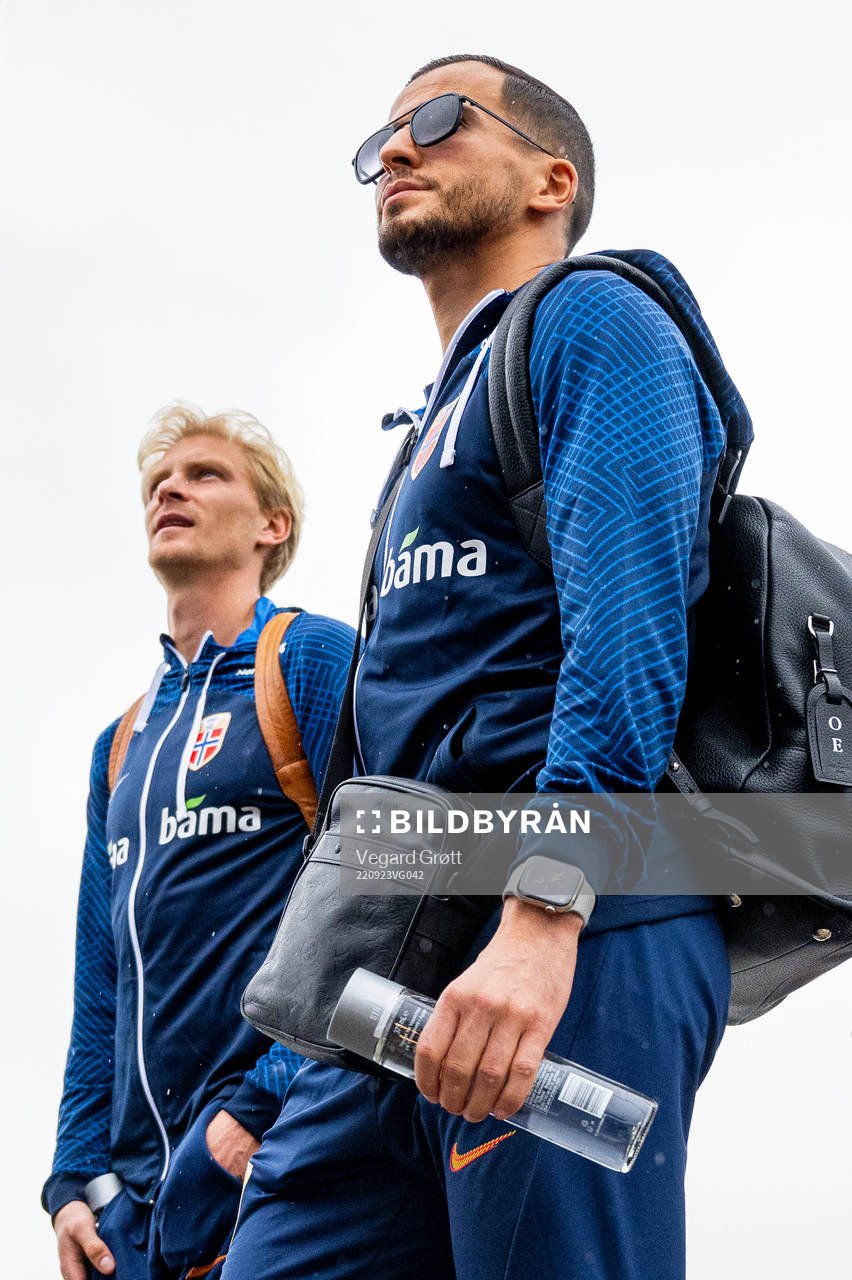 Morten Thorsby and Omar Elabdellaoui of the Norwegian