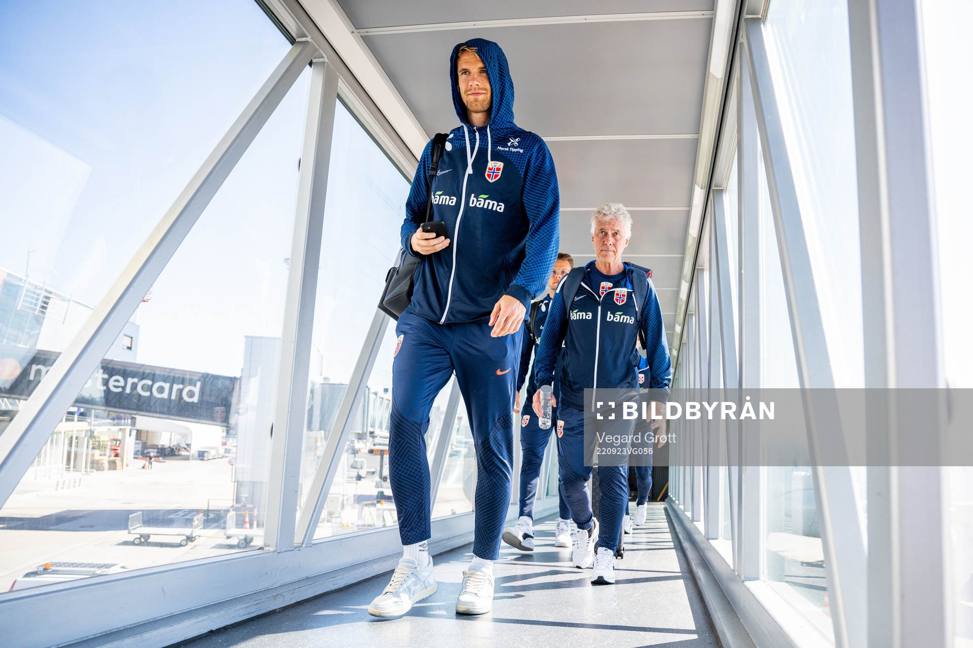 Kristoffer Ajer and doctor Ola Sand of the Norwegian