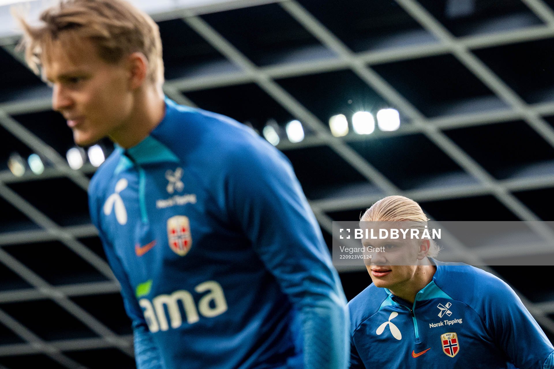 Martin Ødegaard and Erling Braut Haaland of the Norwegian