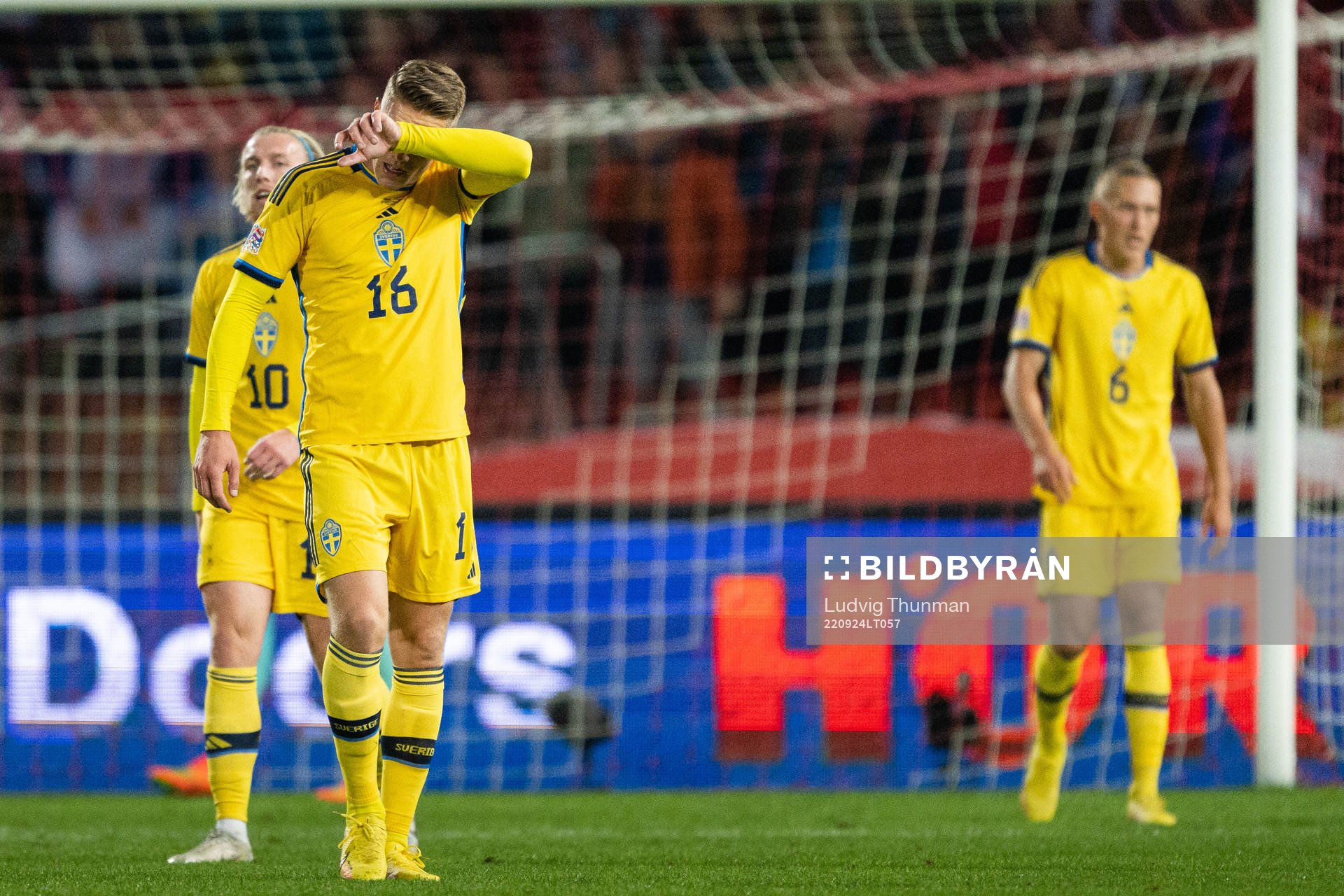 Viktor Gyökeres of Sweden looks dejected