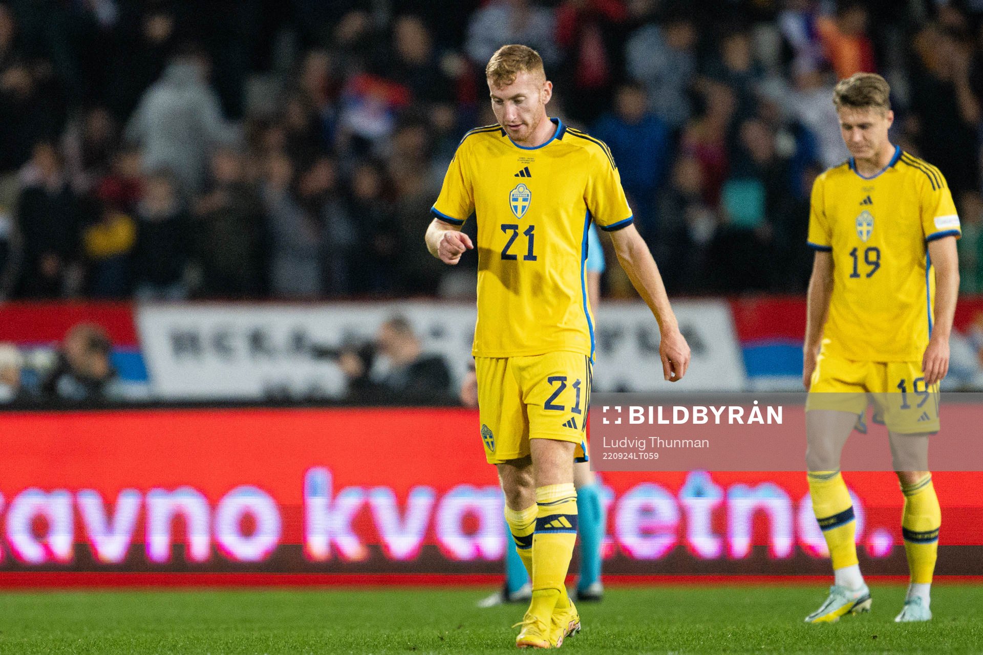 Dejan Kulusevski of Sweden looks dejected