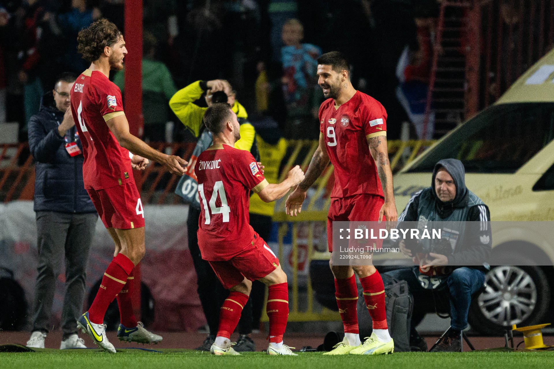 Aleksandar Mitrovic of Serbia celebrates the 2-1 goal