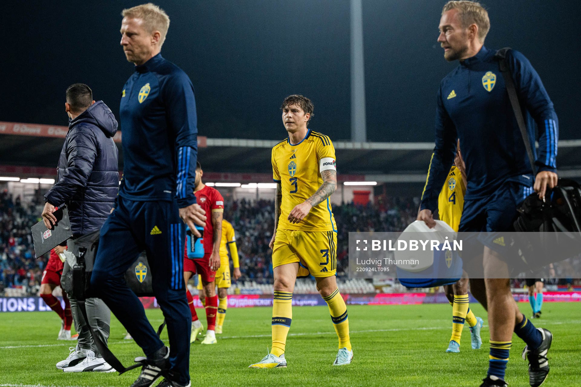 Victor Nilsson Lindelöf of Sweden looks dejected