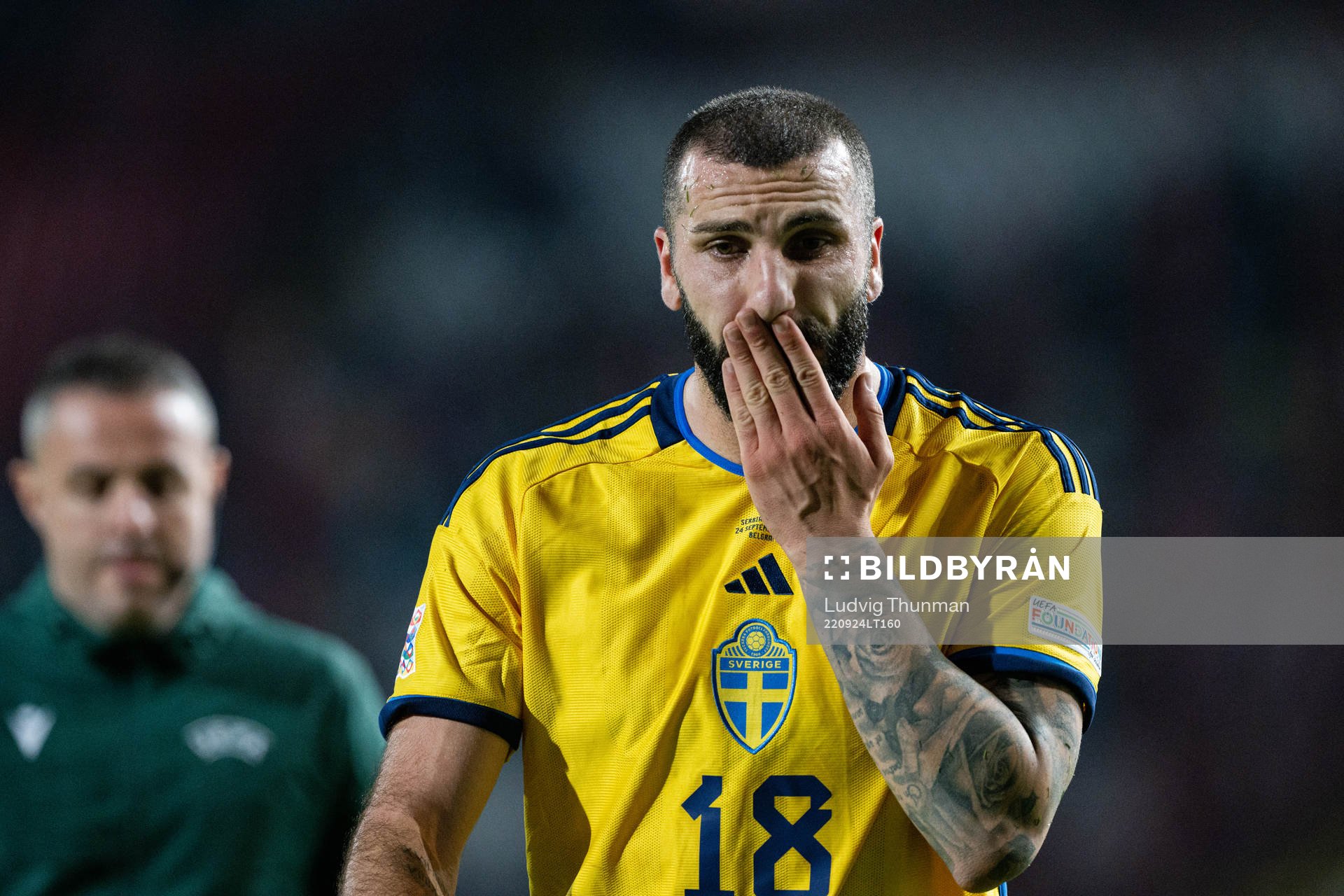 Mikael Ishak of Sweden looks dejected