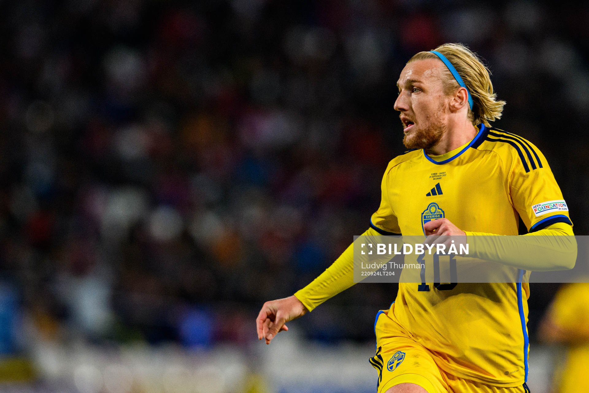Emil Forsberg of Sweden during the Nations League between Serbia and Sweden on September 24, 2022 in Belgrade. 