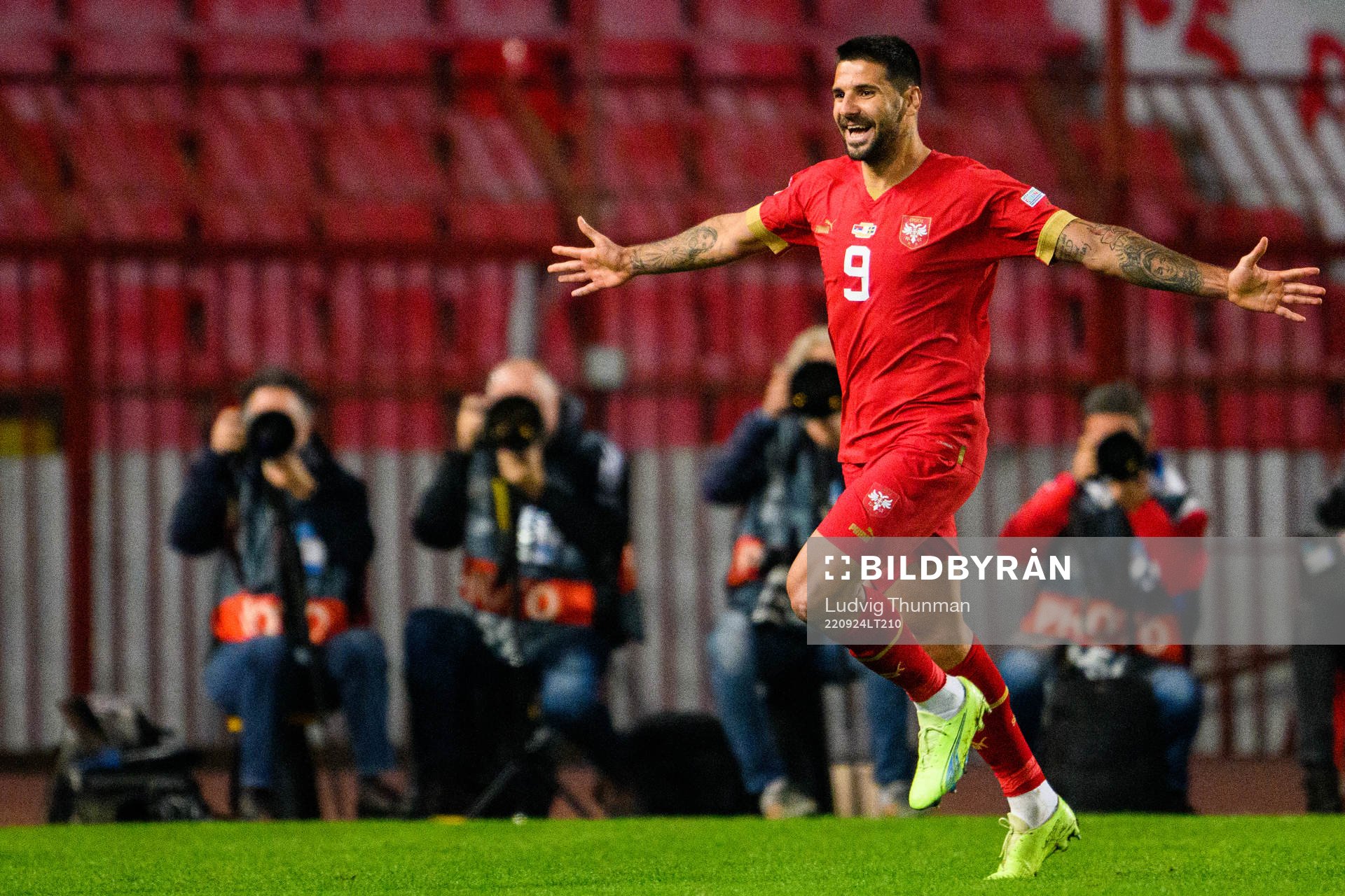 Aleksandar Mitrovic of Serbia celebrates