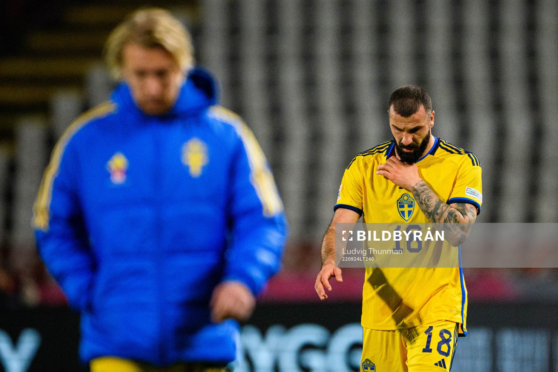 Mikael Ishak of Sweden looks dejected