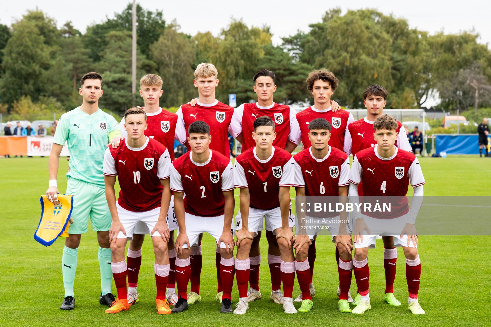 Players of Austria pose for a team photo