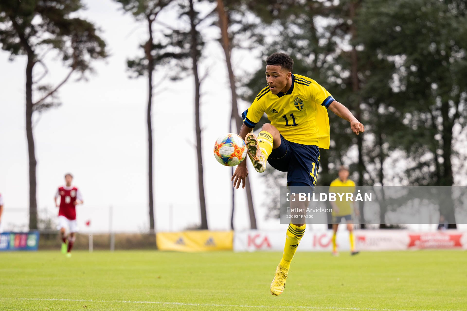 Momodou Lamin Sonko of Sweden during the under-17 4-Nations tournament football match between Sweden and Austria on September 24, 2022 in Ystad.