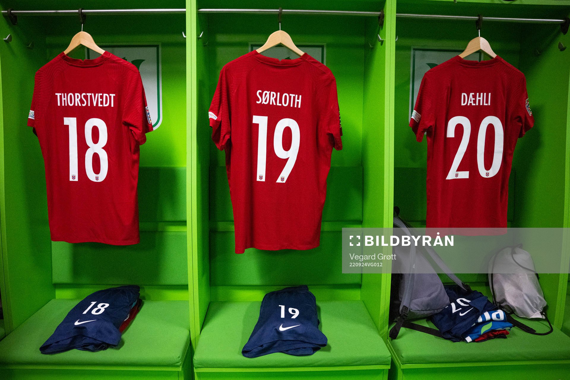 The kits of Kristian Thorstvedt, Alexander Sørloth and