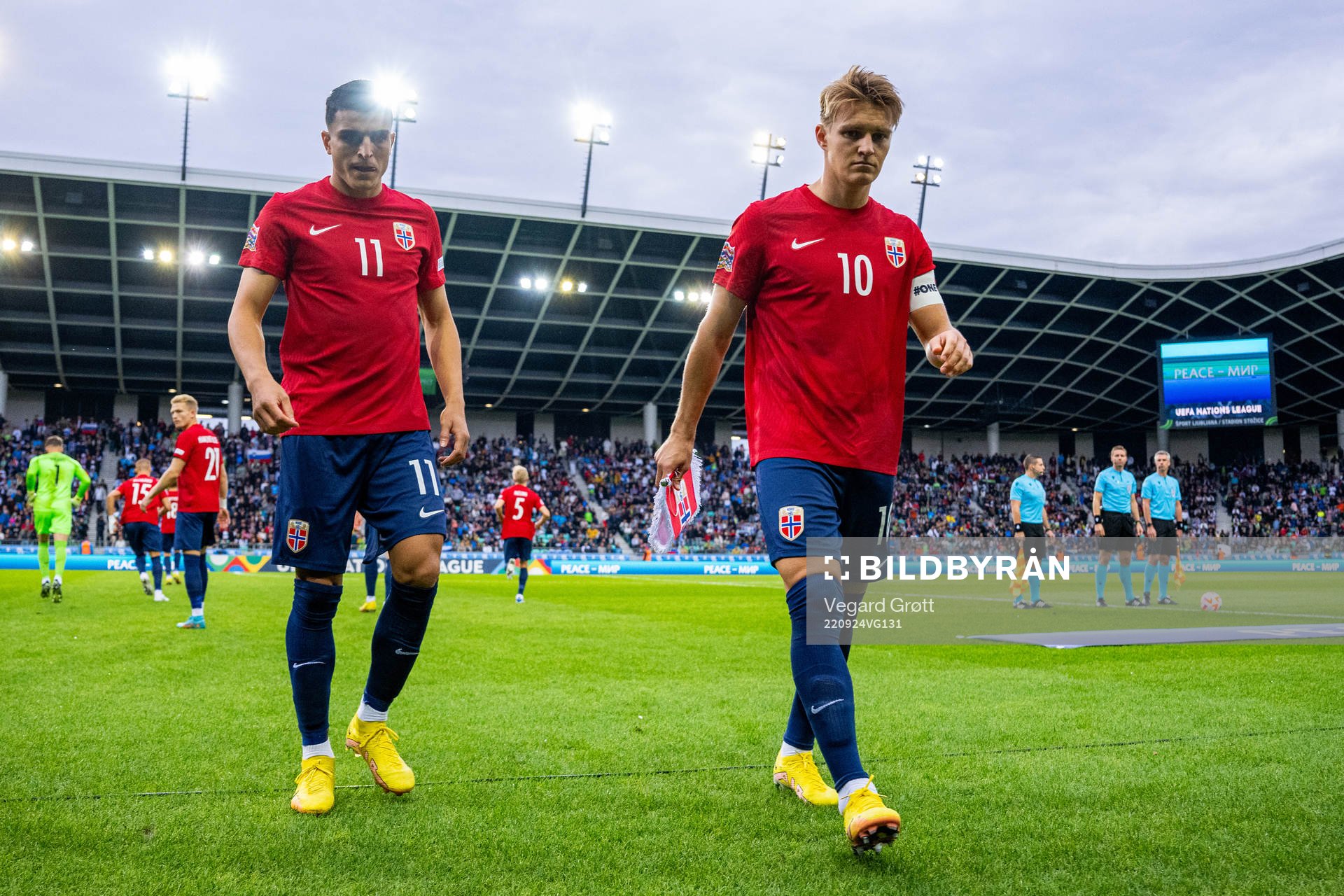 Mohamed Elyounoussi and Martin Ødegaard of Norway