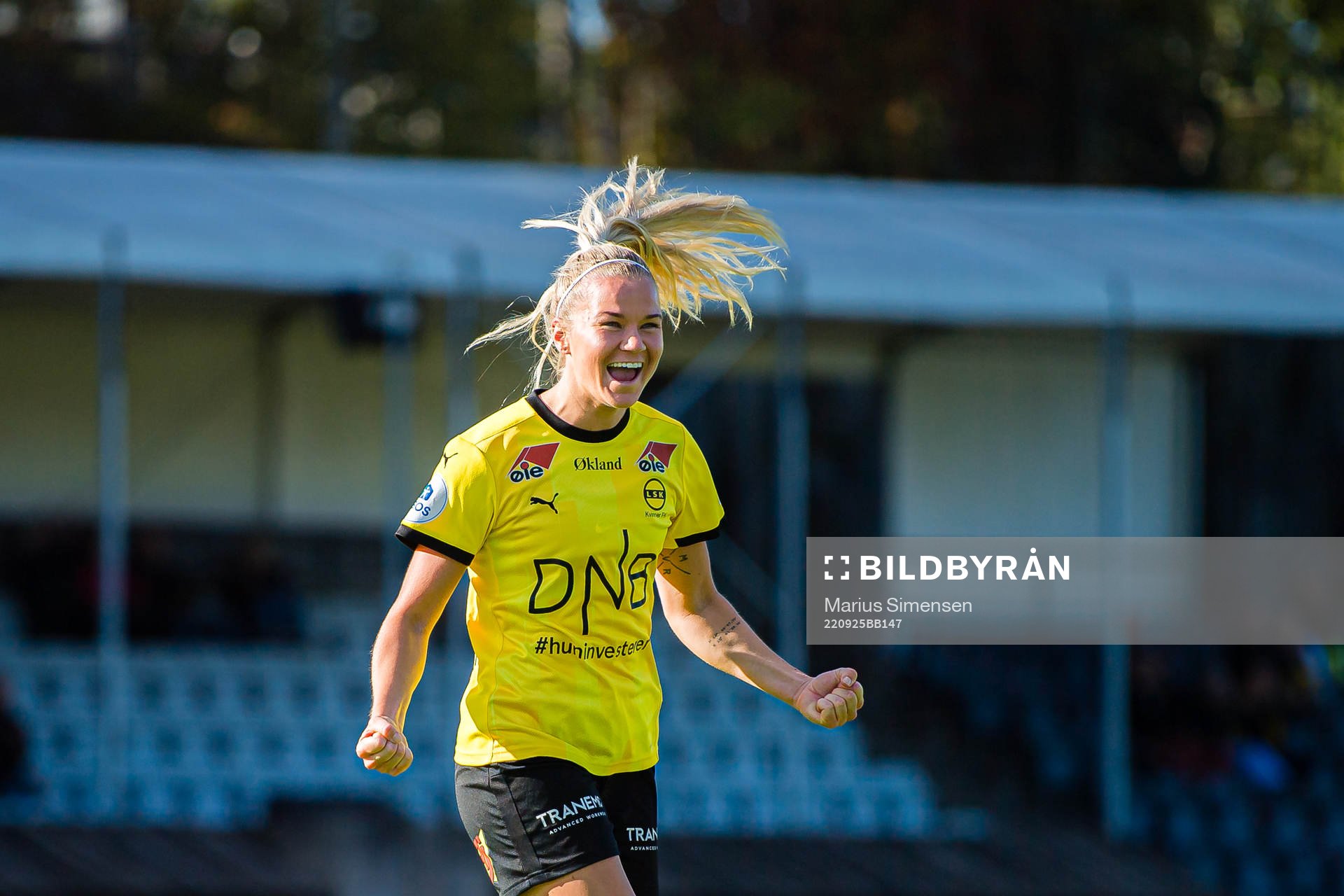 Eva Amanda Johnsson Haahr of LSK Kvinner celebrates