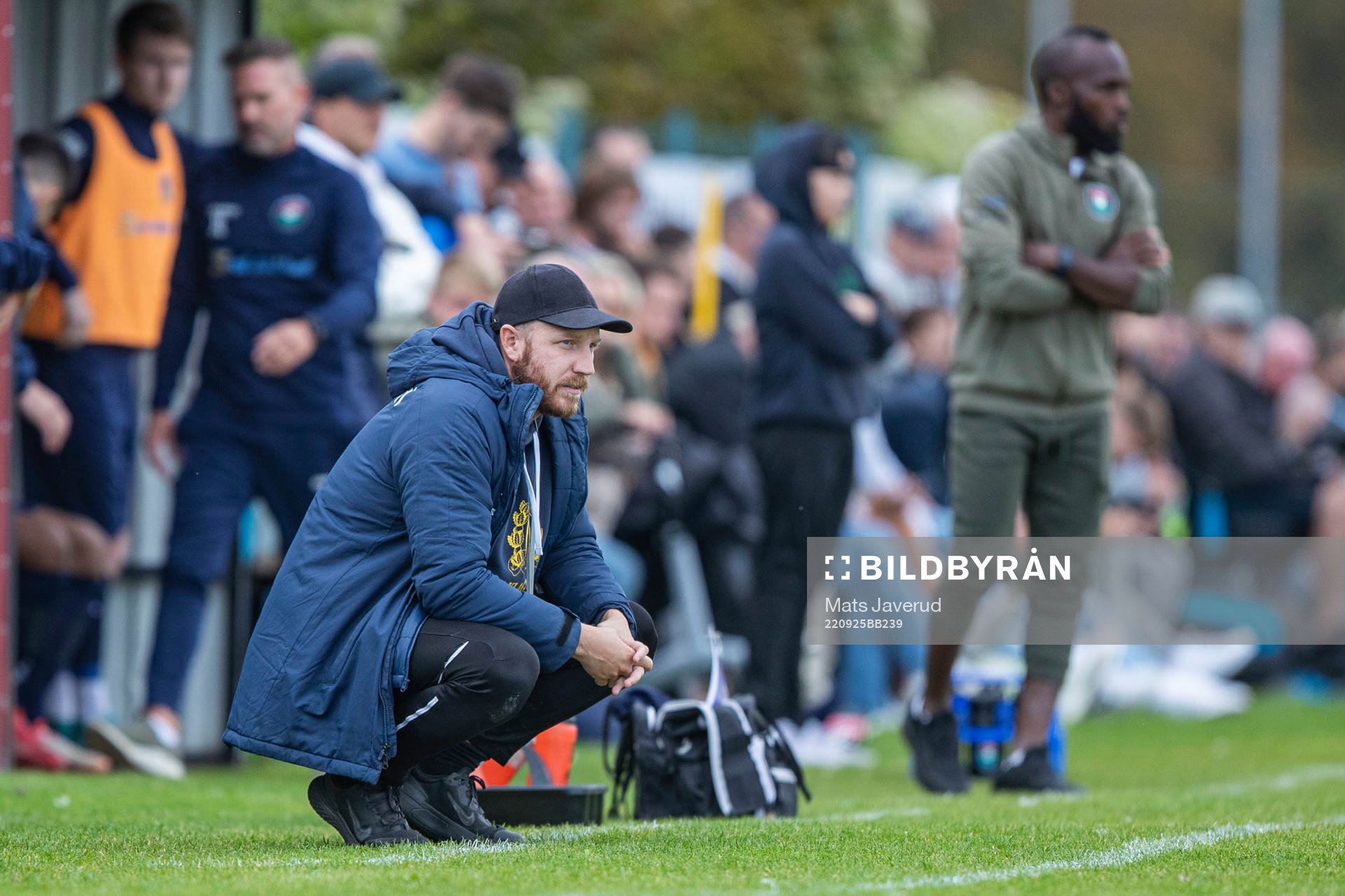 Klagshamns tränare Daniel Pode under fotbollsmatchen i Divison 4 Sydvästra mellan FC Trelleborg och Klagshamn den 25 september 2022 i Trelleborg.