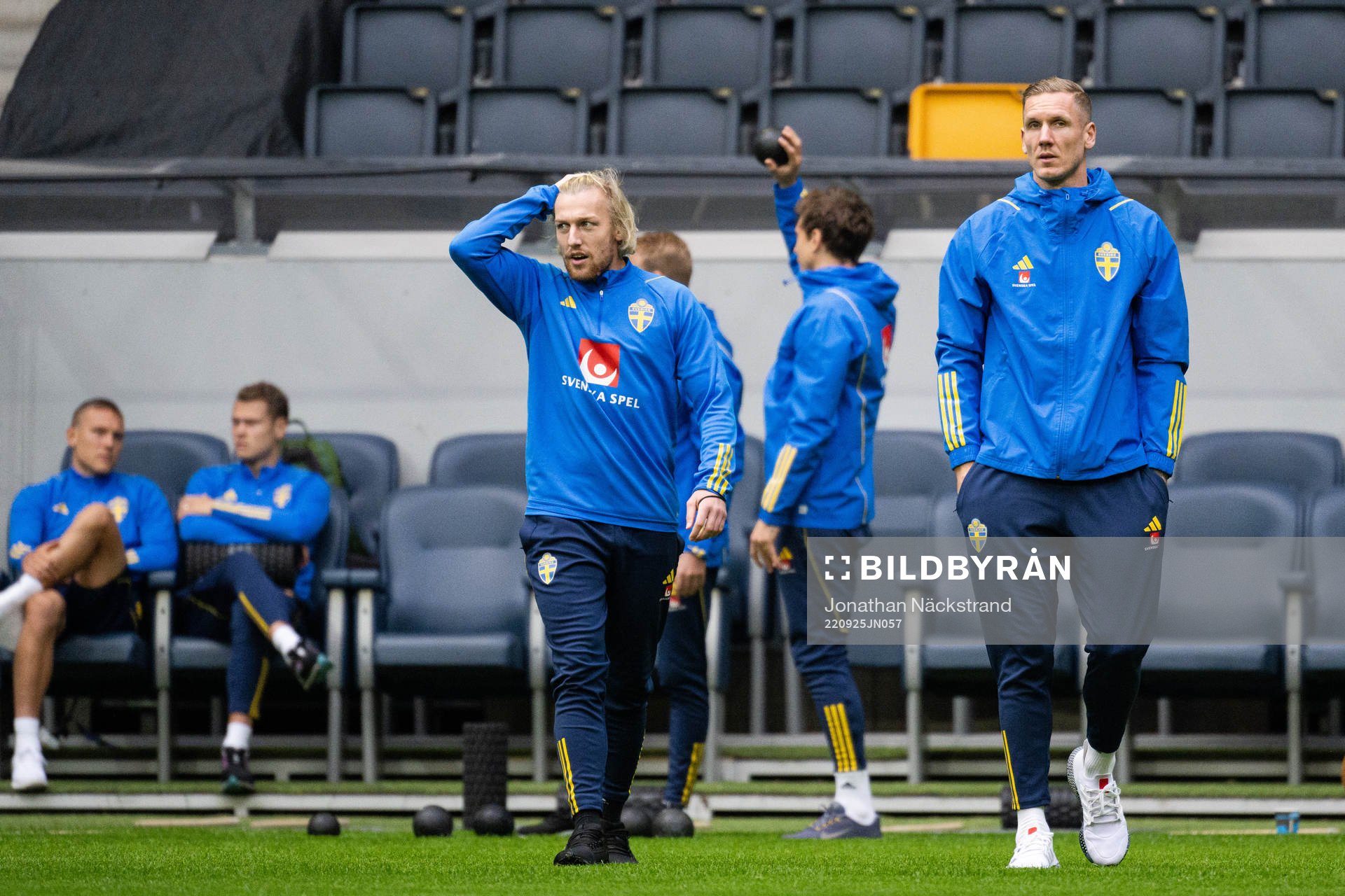 Emil Forsberg and goalkeeper Robin Olsen