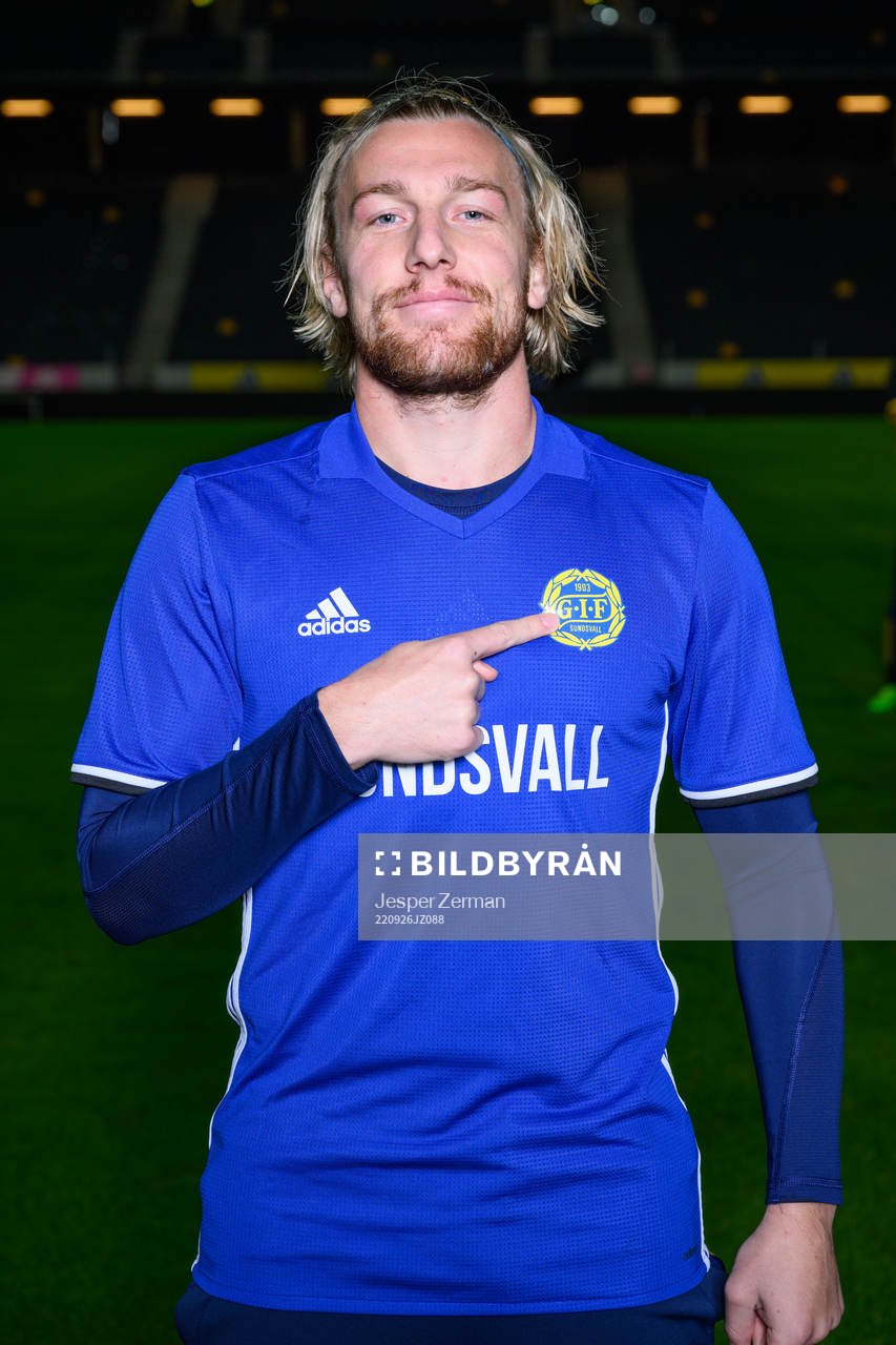 Emil Forsberg poses for a portrait with the jersey of his