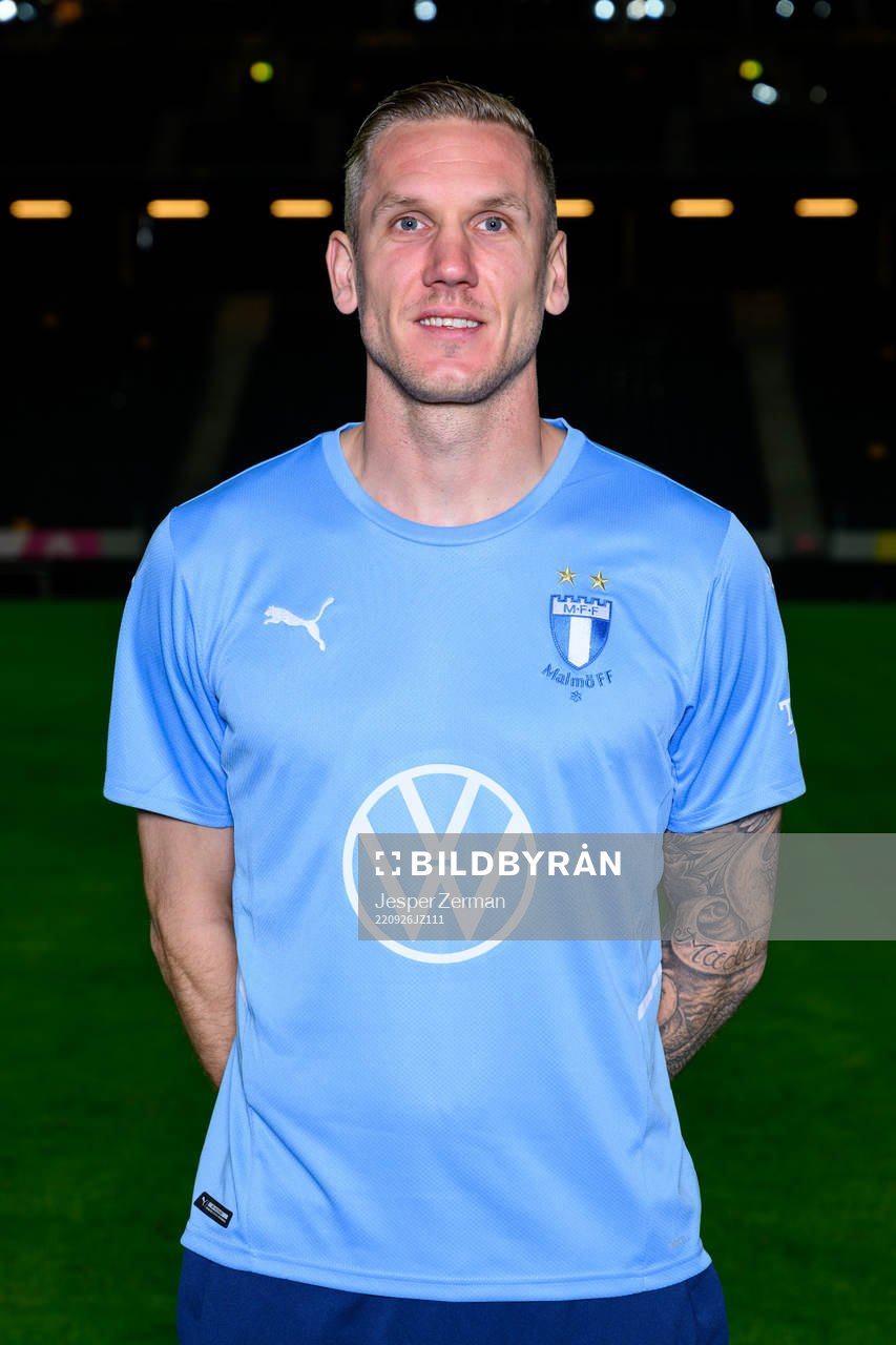 goalkeeper Robin Olsen poses for a portrait with the jersey