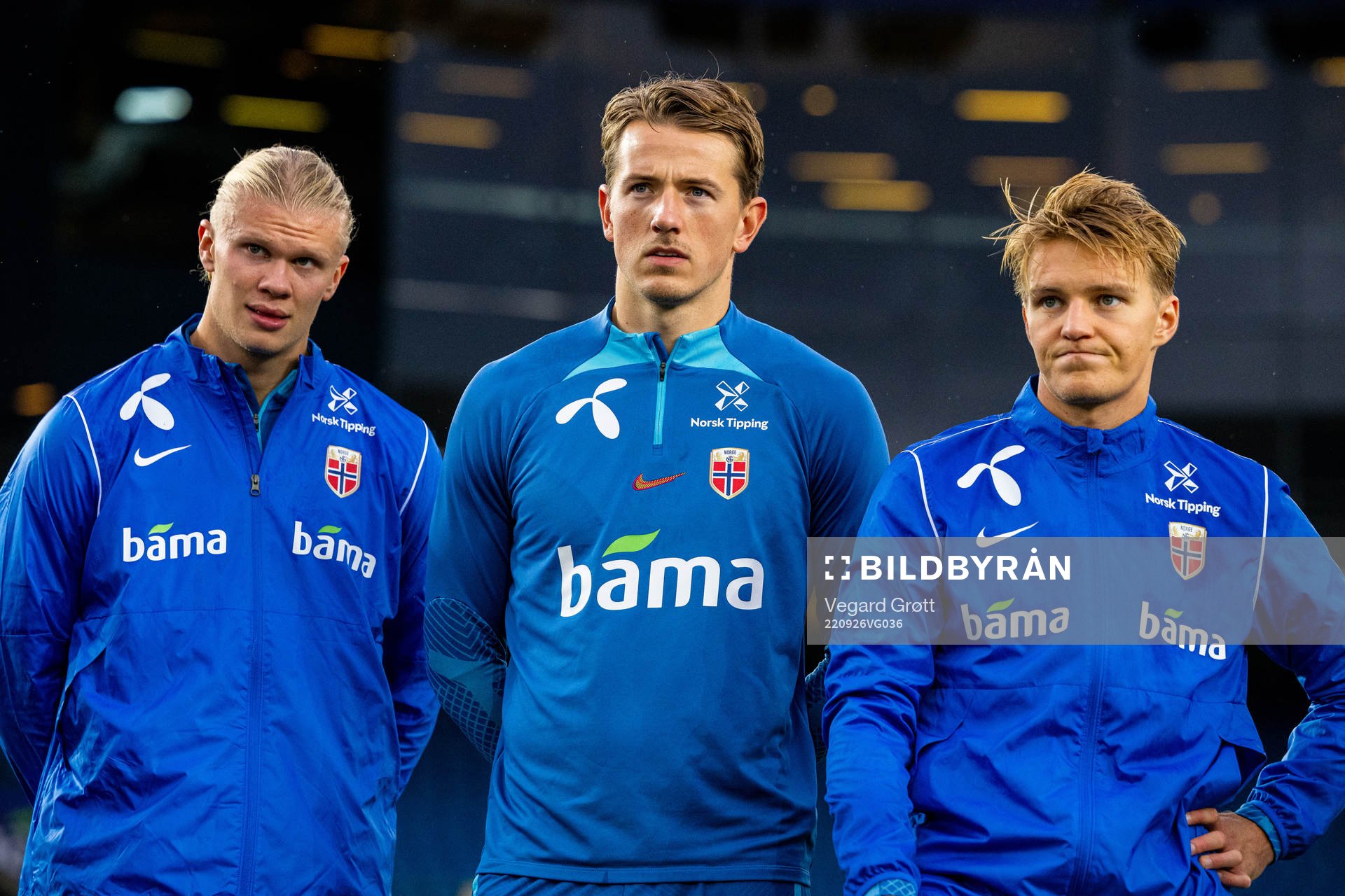 Erling Braut Haaland, Sander Berge and Martin Ødegaard of