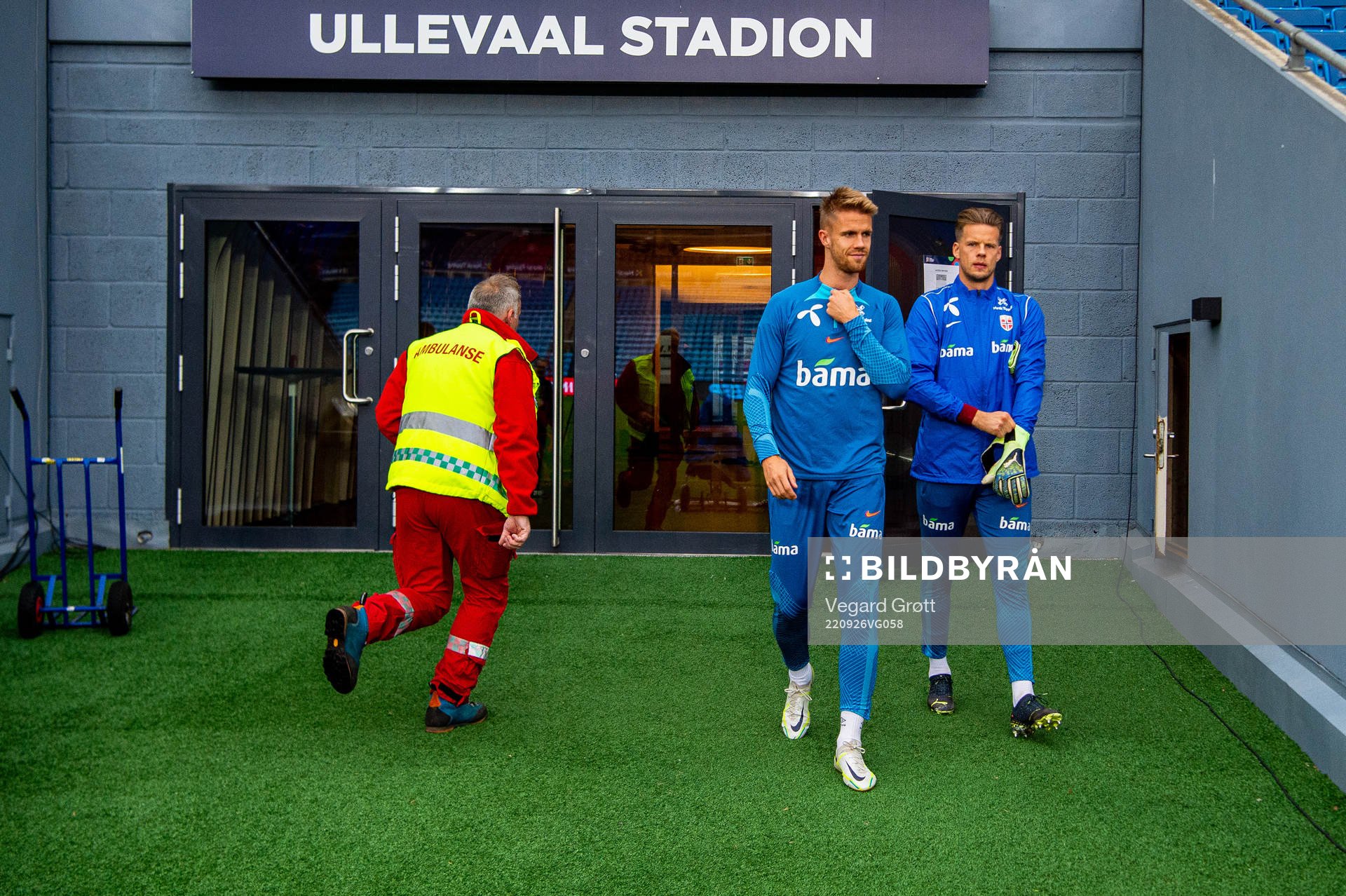 Kristoffer Ajer and goalkeeper Ørjan Håskjold Nyland of