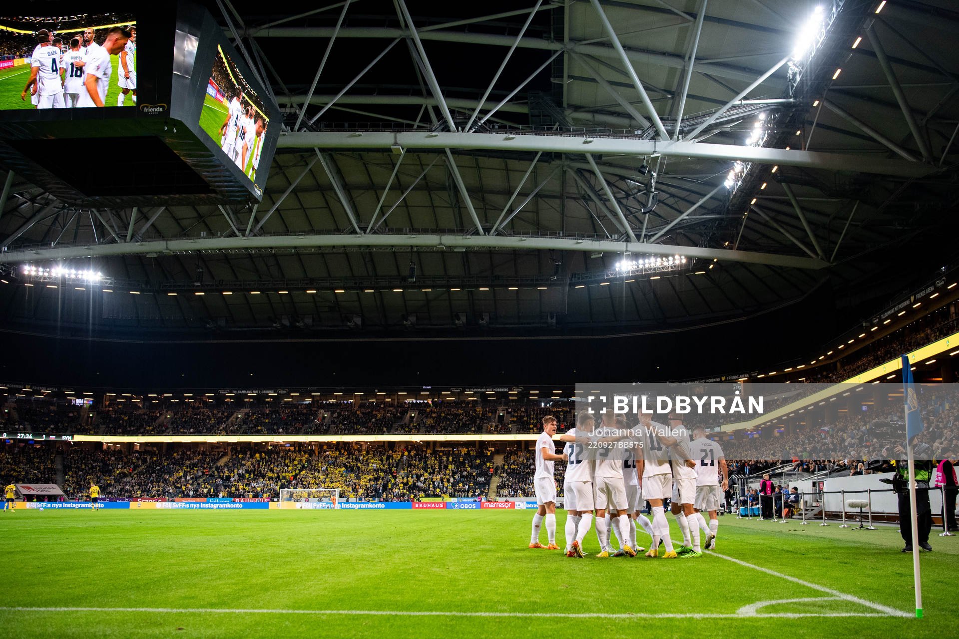 Benjamin Verbic of Slovenia celebrate with team mates