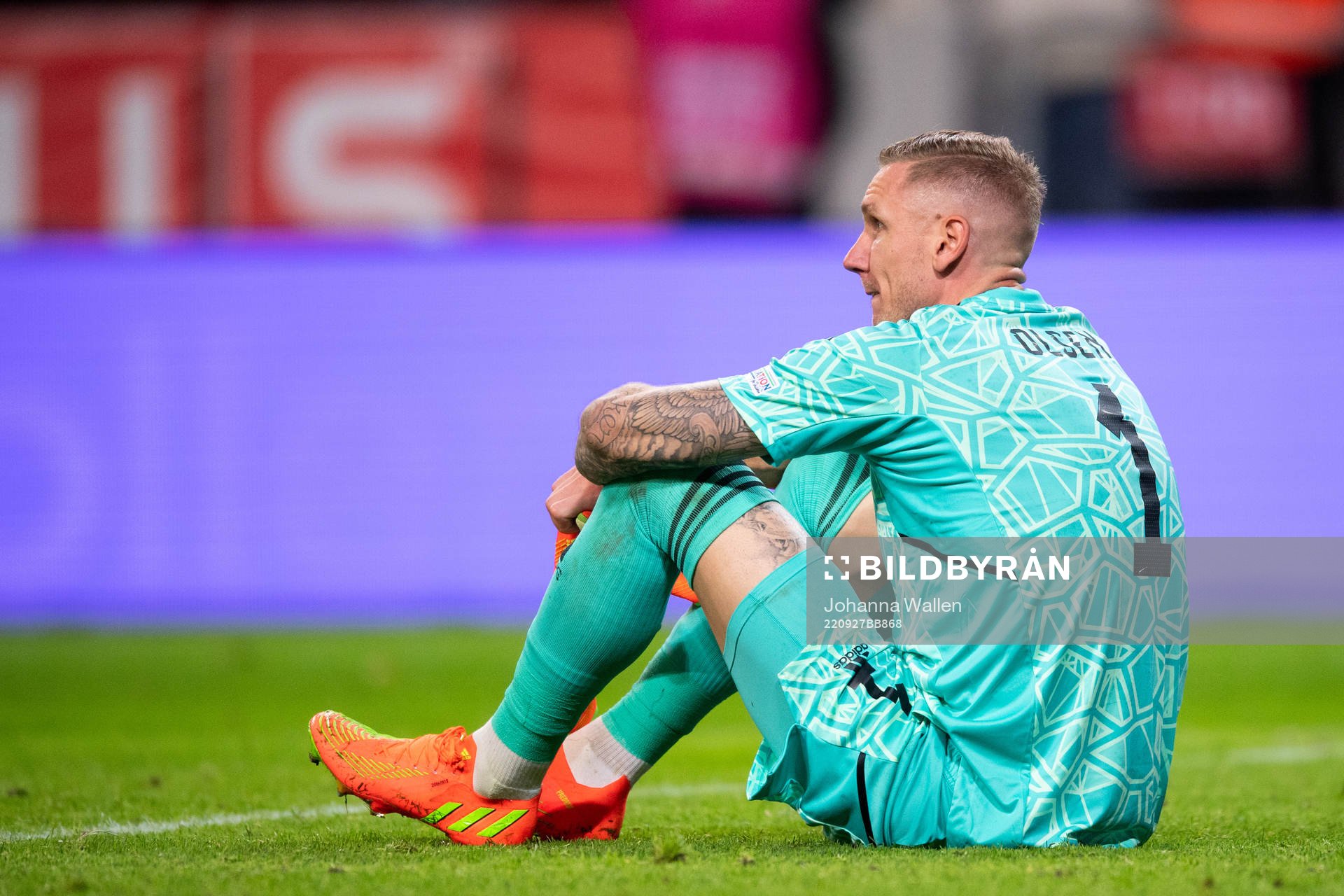 Goalkeeper Robin Olsen of Sweden looks dejected
