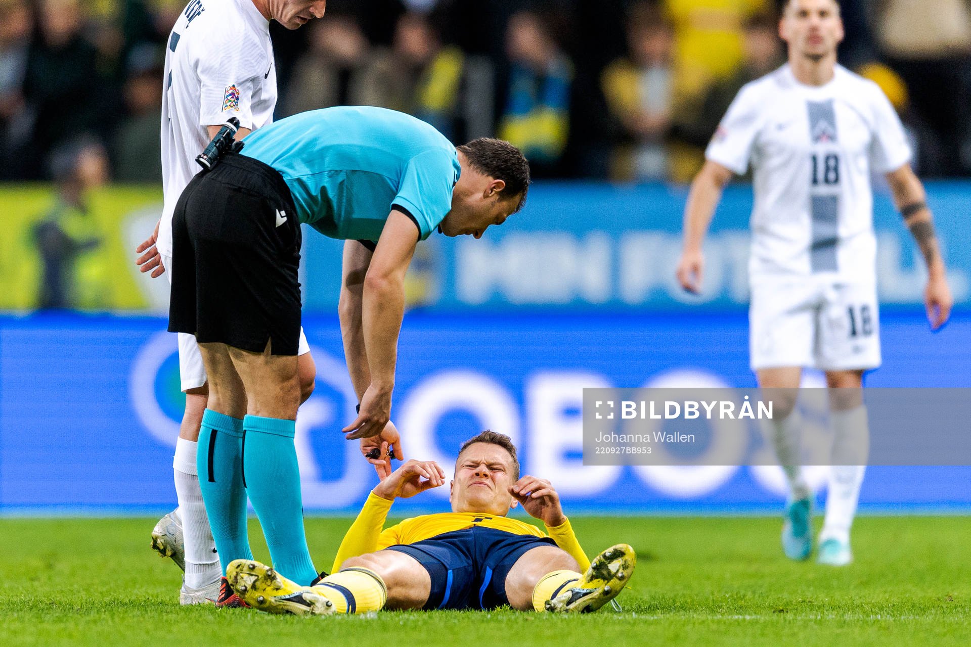 Viktor Claesson of Sweden in pain