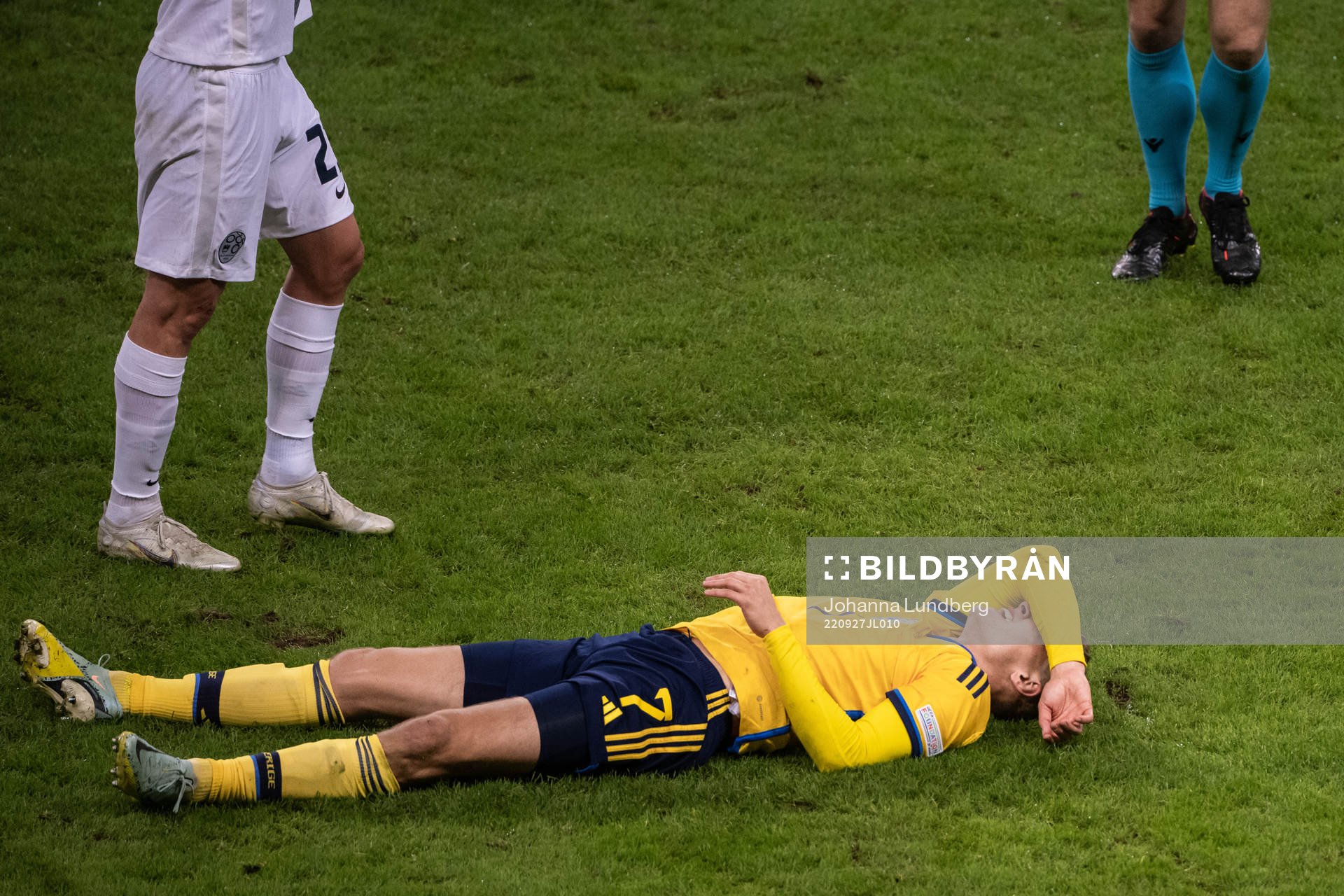 Viktor Claesson of Sweden in pain