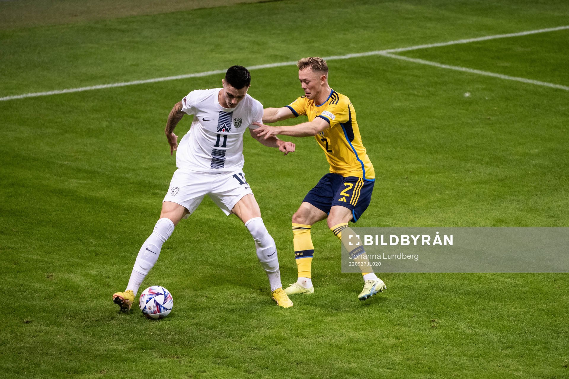 Benjamin Sesko of Slovenia and Joel Andersson of Sweden