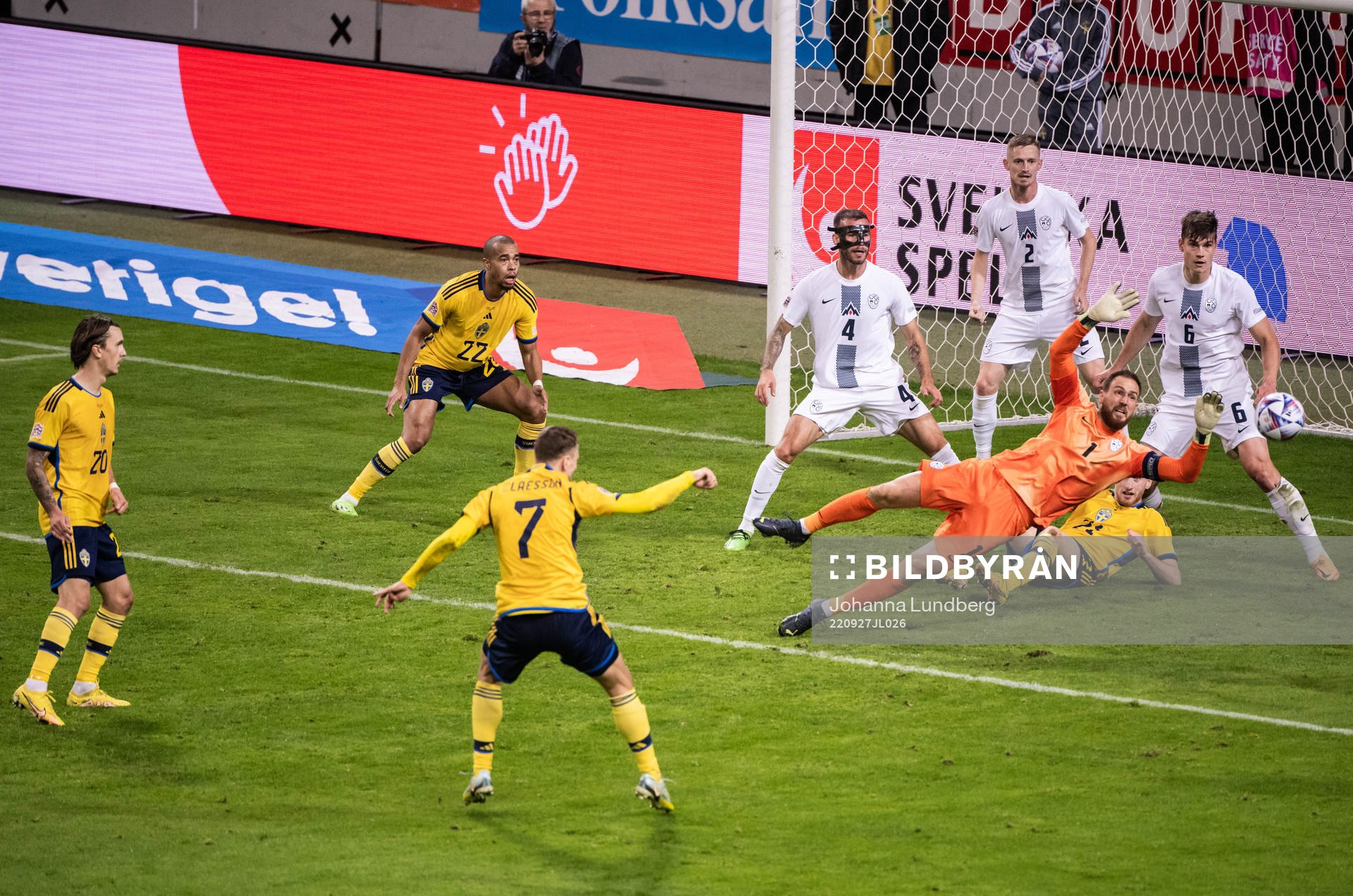 Goalkeeper Jan Oblak of Slovenia with a save against Viktor