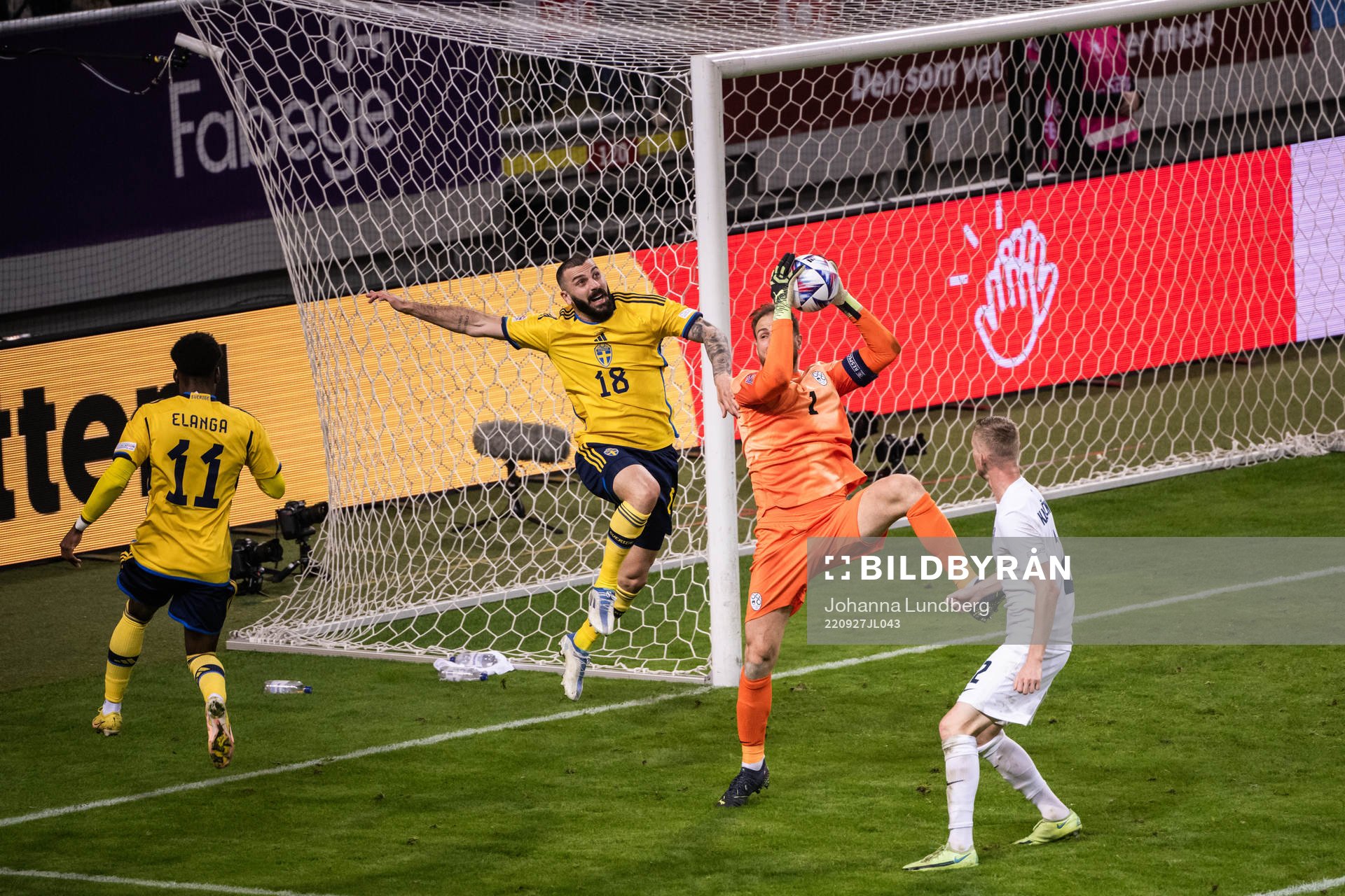 Mikael Ishak of Sweden against Zan Karnicnik of Slovenia