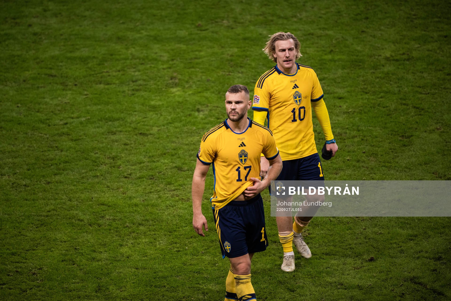 Jesper Karlström and Emil Forsberg of Sweden looks dejected