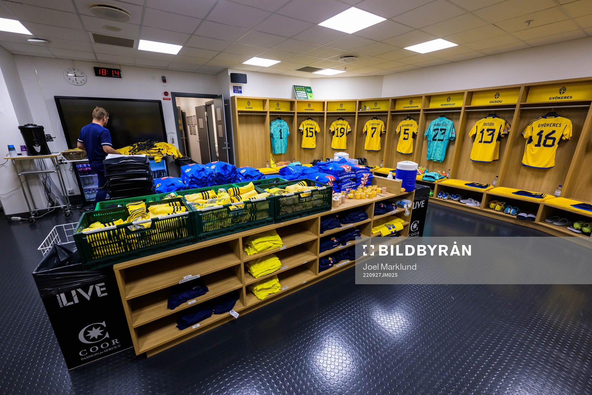 Jerseys of Robin Olsen, Daniel Sundgren, Mattias Svanberg,