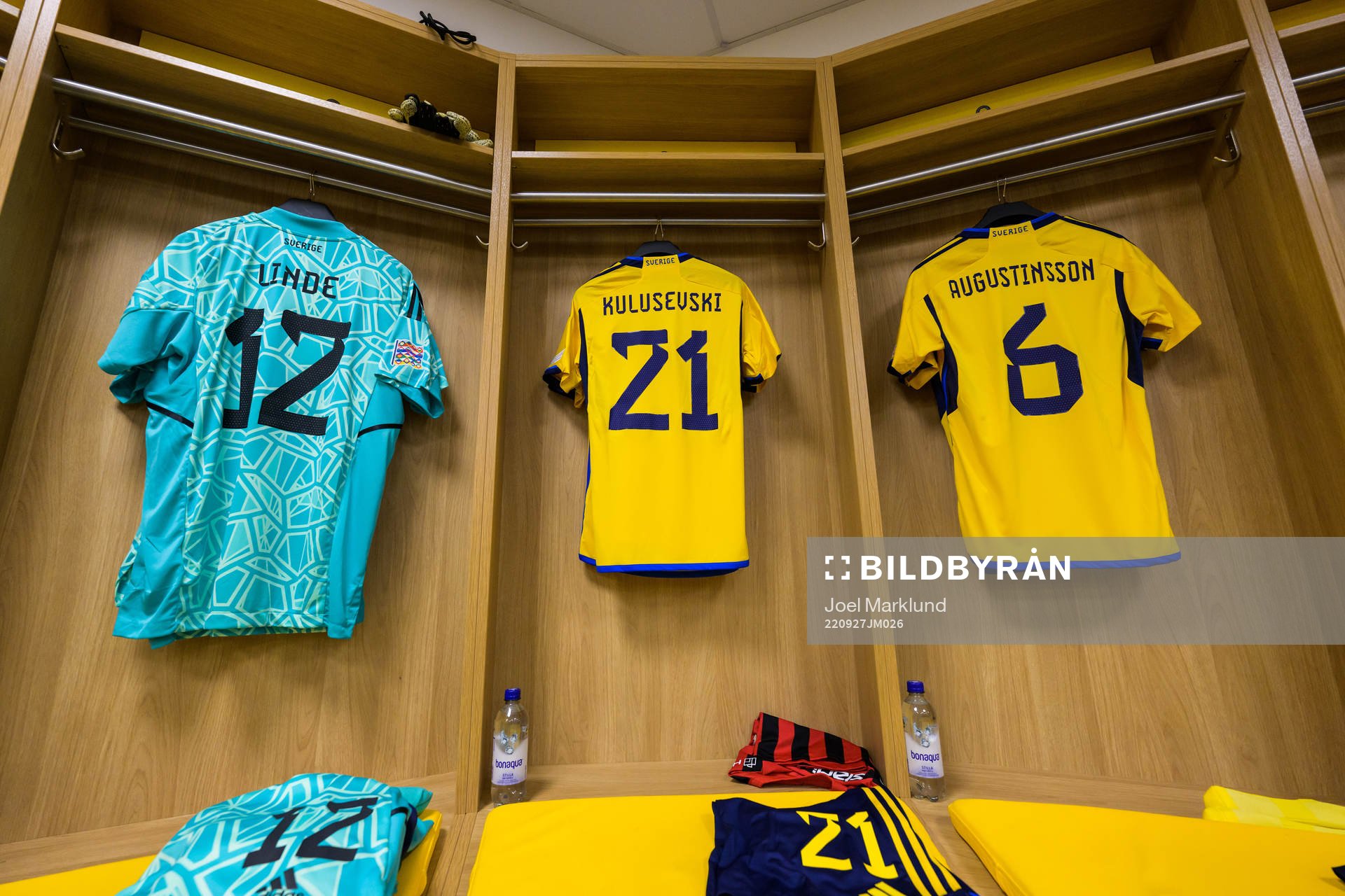Jerseys of Andreas Linde, Dejan Kulusevski and Ludwig